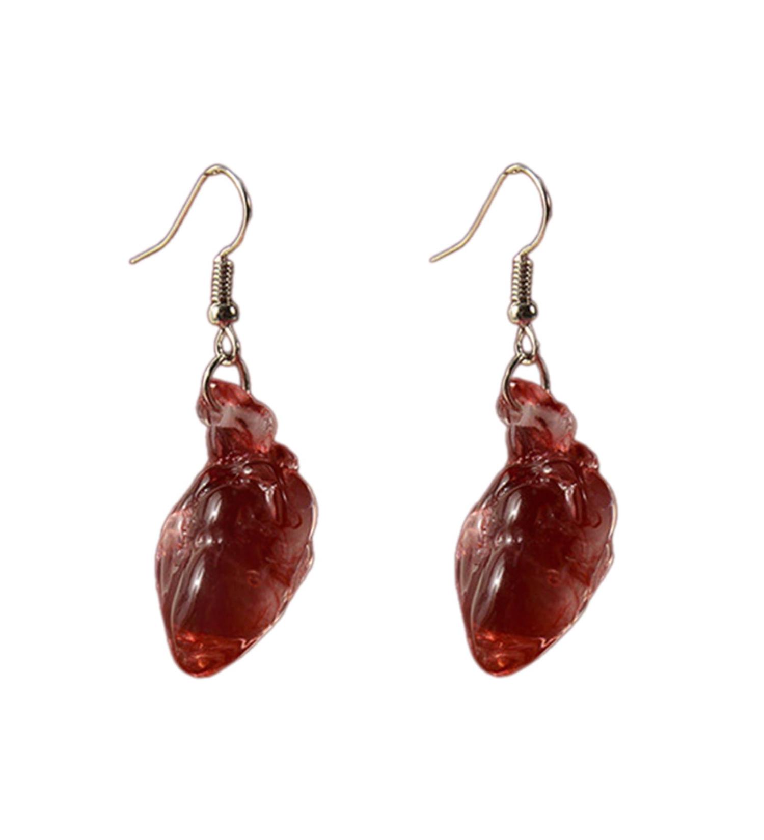 Feylie Gothic Punk Heart Dangling Earrings | Unique Asymmetrical Ear Cuffs for Halloween Party - Buy Online on GoSupps.com