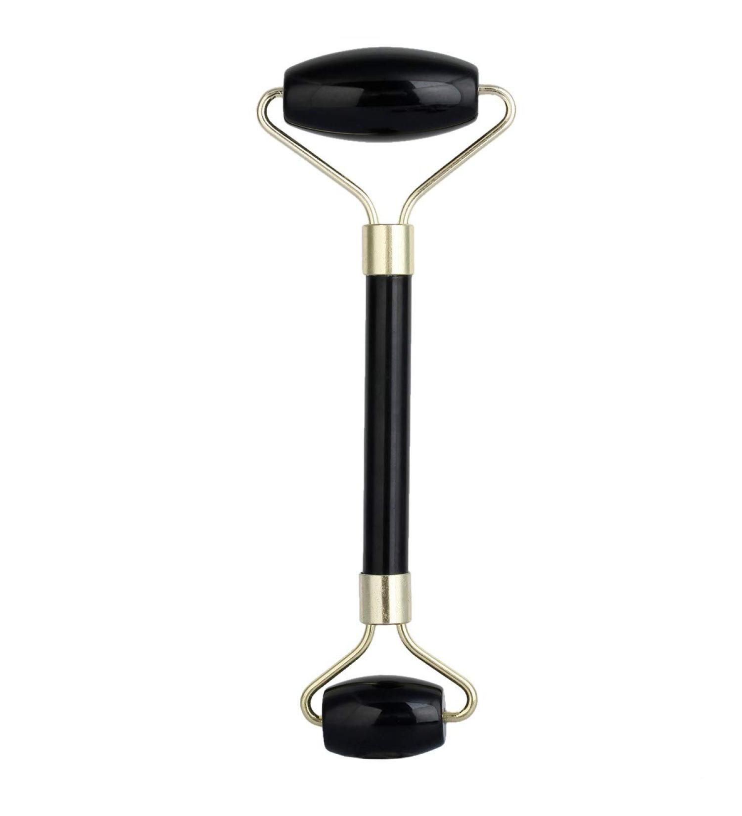 Rockcloud Natural Crystal Stone Roller Massager - Double Neck & Face Skincare Tool | Anti-Aging Wrinkle Healing with Black Obsidian - Buy Online on GoSupps.com