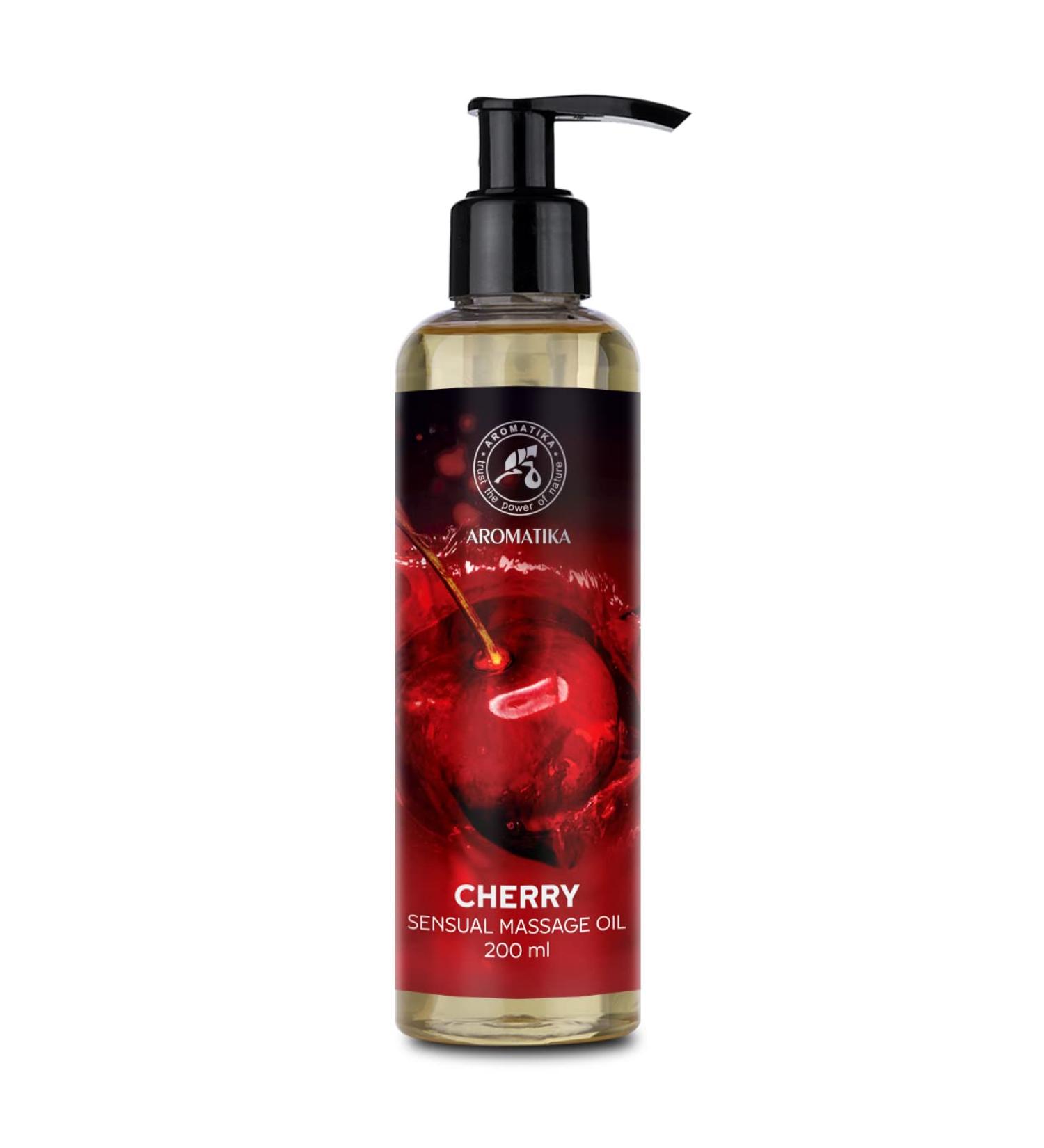 Sensual Cherry Massage Oil 200ml - Edible & Kissable Body Oil with Almond & Grape Seed Oil for Couples - Buy Online on GoSupps.com