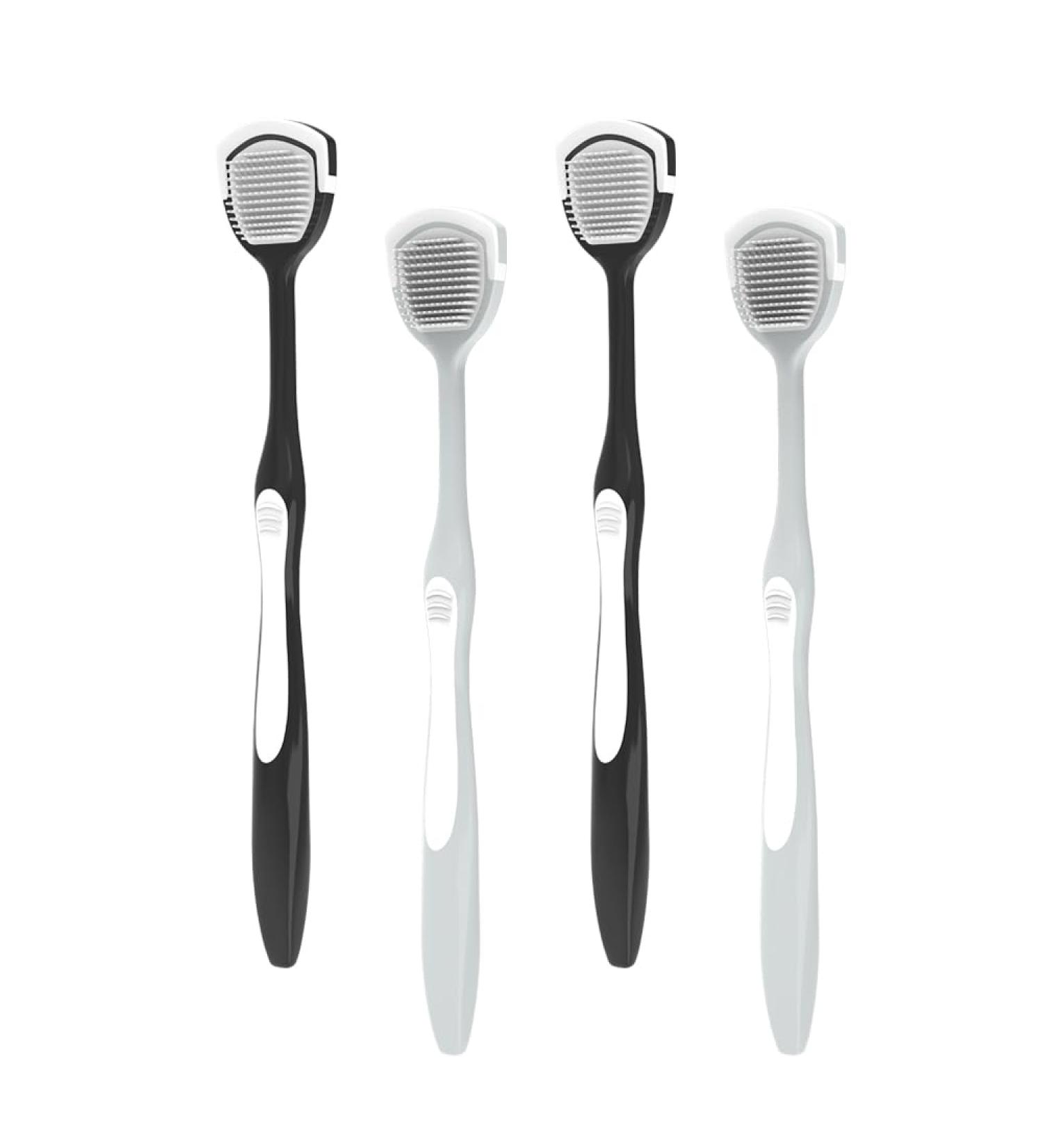 Buy Tongue Cleaner & Scraper Set - Reduce Bad Breath | Pack of 4 (Black & Gray) | Improve Oral Hygiene - Buy Online on GoSupps.com