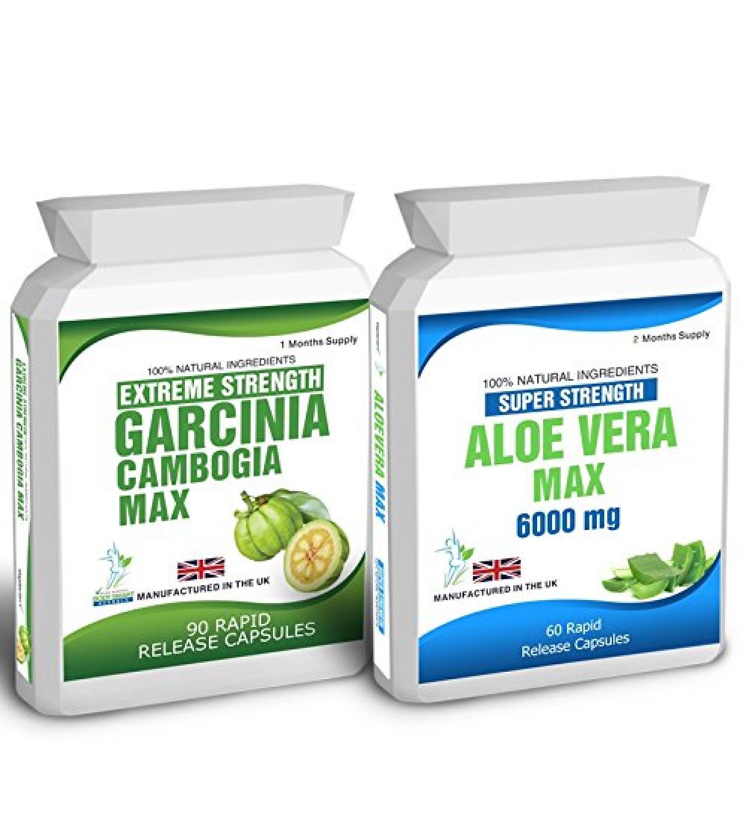 90 Garcinia Cambogia & 60 Aloe Vera Colon Cleanse Capsules for Effective Weight Loss | Dieting Tips Included - Buy Online on GoSupps.com
