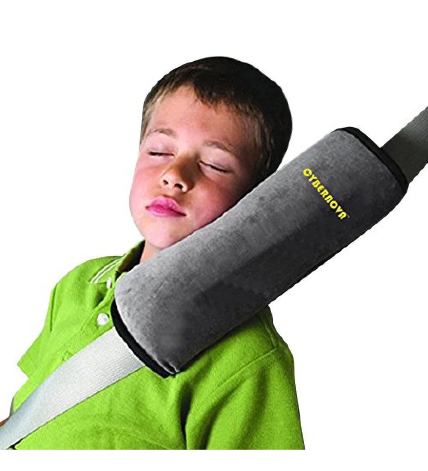 Cybernova Children's Seat Belt Pillow | Gray Upholstered Car Seat Pads for Baby Head Support During Travel - Buy Online on GoSupps.com