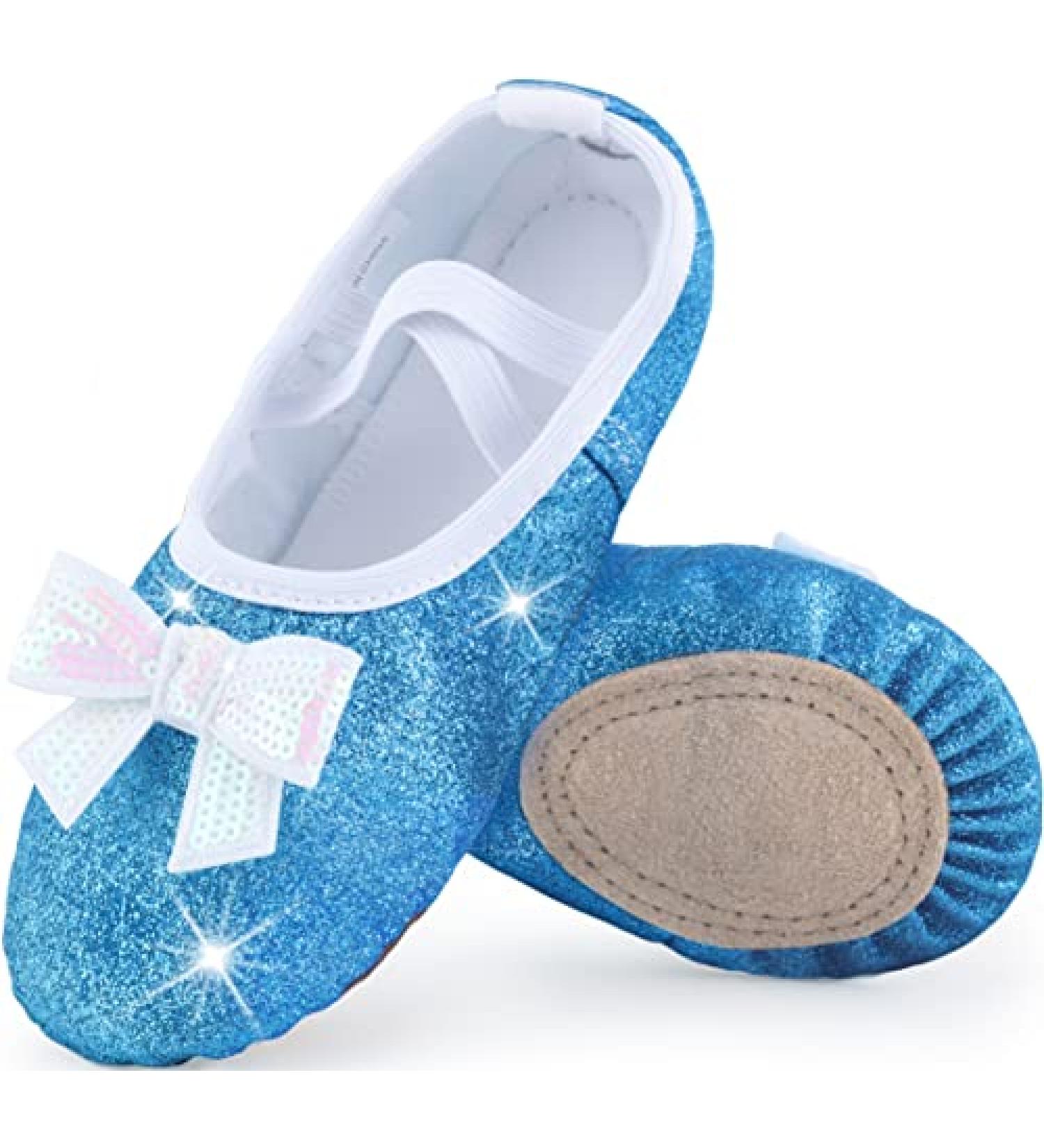 WYHDY Glitter Ballet Dance Shoes for Girls Toddler/Kid - Shiny Blue, Size 10.5 Narrow - Buy Online on GoSupps.com