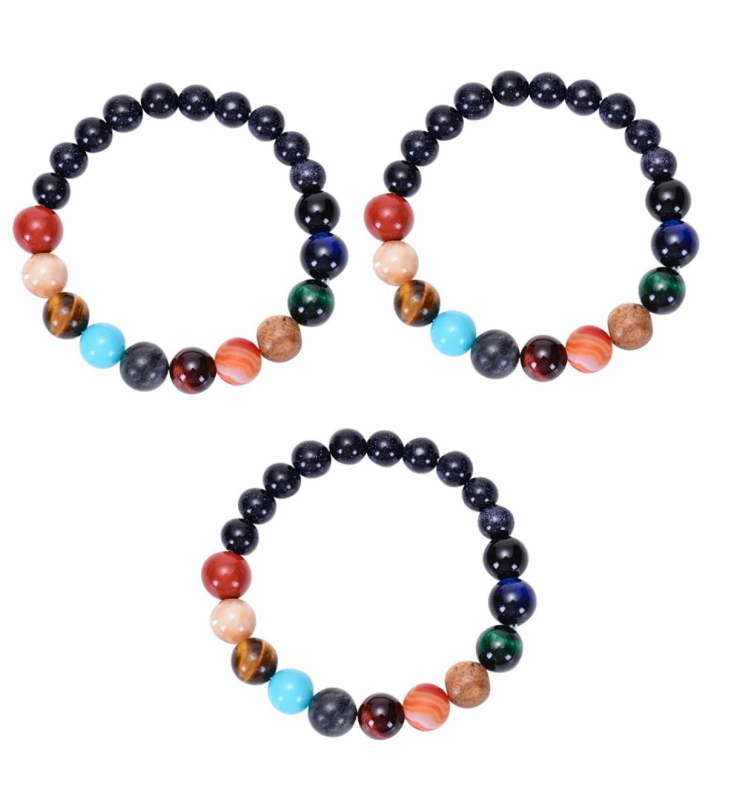 Amosfun 2 Pcs Sandstone Eight Planets Bracelet Planetary Wrist Chain System Bracelet Men Bracelets Bracelet for Women Men's Bracelet Eight Planets Styled Bracelet Miss 6.8x1cmx3pcs Colorfulx3pcs - Buy Online on GoSupps.com