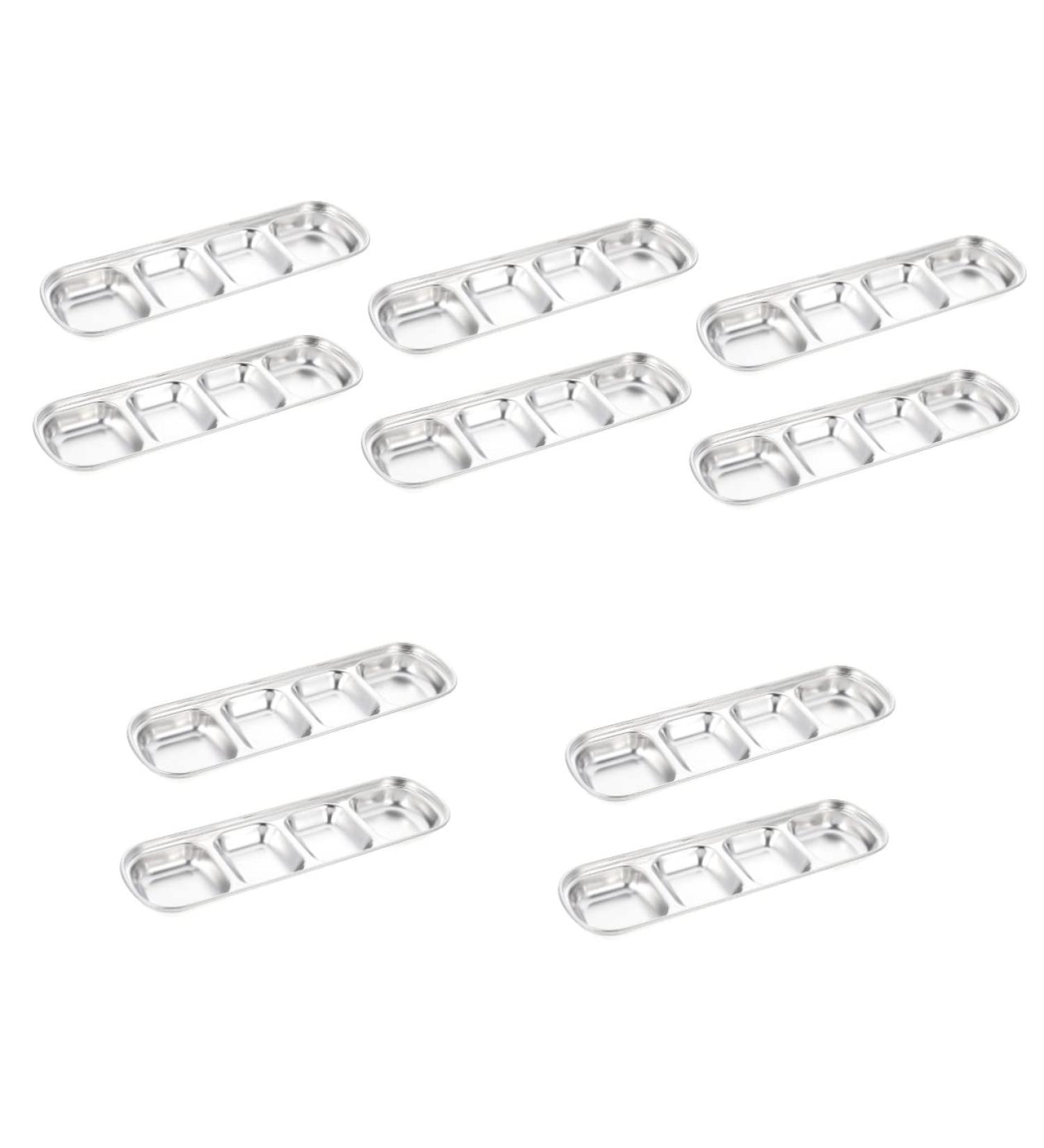 8 Pcs Stainless Steel 4 Compartments Mini Saucer Stainless Steel Dish Soy Sauce Plates Non-magnetic Soy Sauce Vegetables Silver Soy Sauce Dishes Chip and Dip Serving Set ( Color : Silverx4pcs Size : 26.6X8.1CMx3pcs Silverx4pcs - Buy Online on GoSupps.com