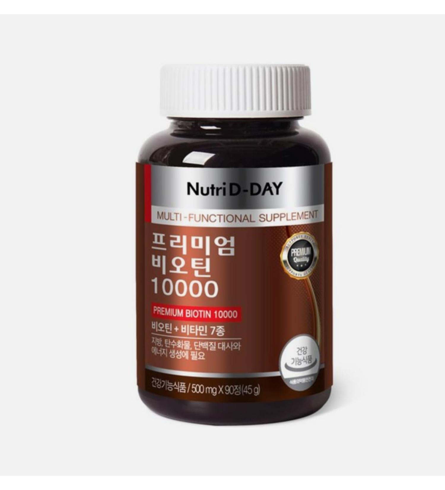 Nutri D-Day Premium Biotin 10000 45g 90 Tablets 1 Bottle