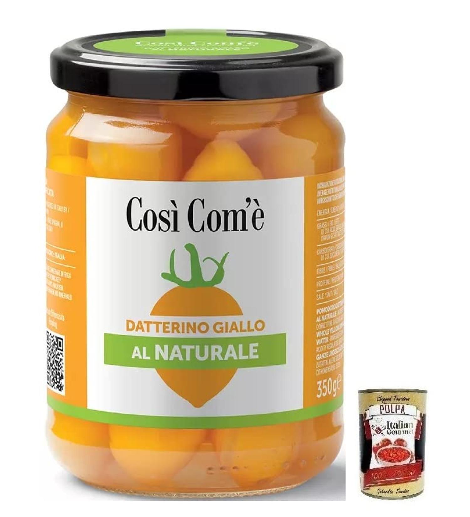  Italian Gourmet E.R. Cos Com' Datterino Giallo al Naturale Tomate Datterino jaune naturelle tomates italiennes pot de 350 g + bo te de 400 g Gourmet italienne Polpa di Pomodoro - Buy Online on GoSupps.com