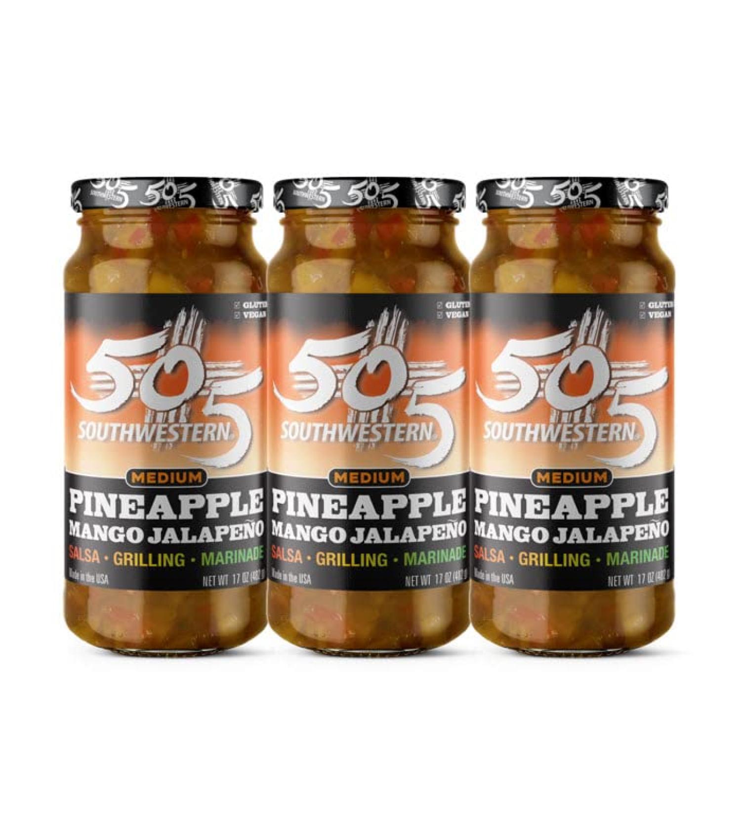 505 Southwestern Pineapple Mango Jalapeno Salsa & Grilling Sauce - Medium Heat - 3-Pack (17oz each) - Buy Online on GoSupps.com