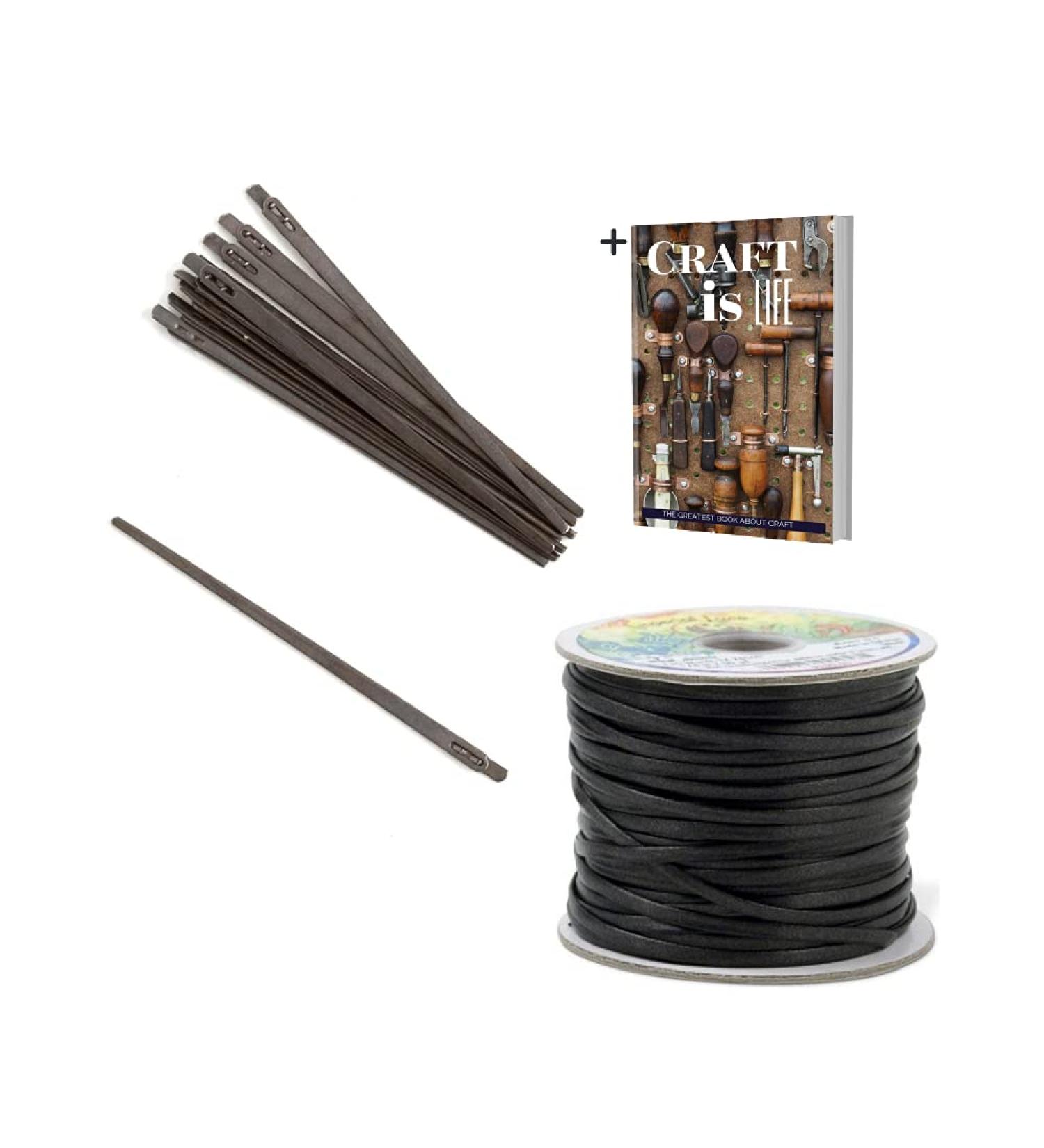 Tandy Leather 2-Prong Lacing Needle & Black Imperial Lace Set - 10 Needle Set with Strong 1/8 x 50yd Thread Lace & E-Book - Buy Online on GoSupps.com