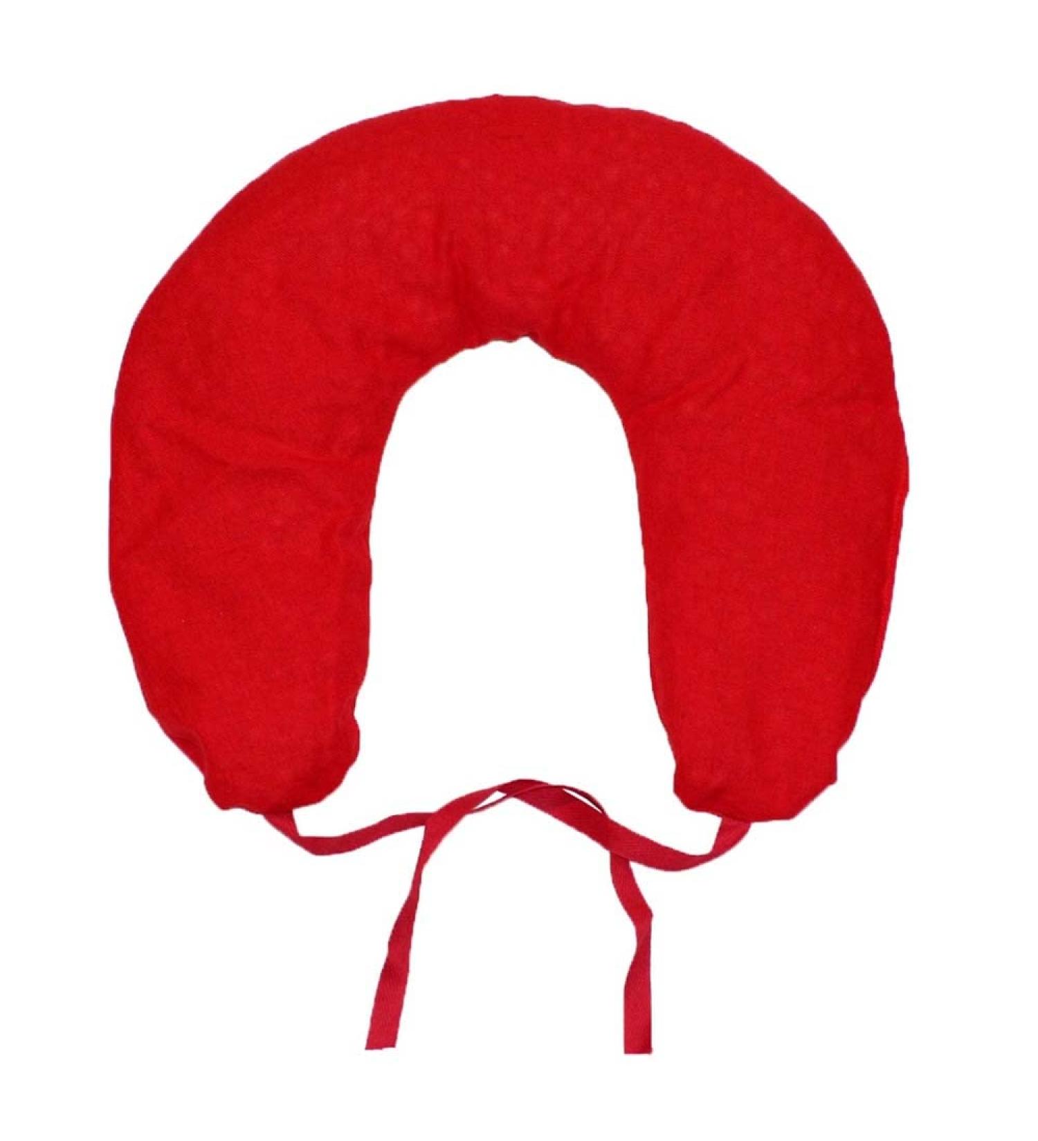 Black Forest cherry stone neck pillow for heat treatment/plain red (37x33 cm)
