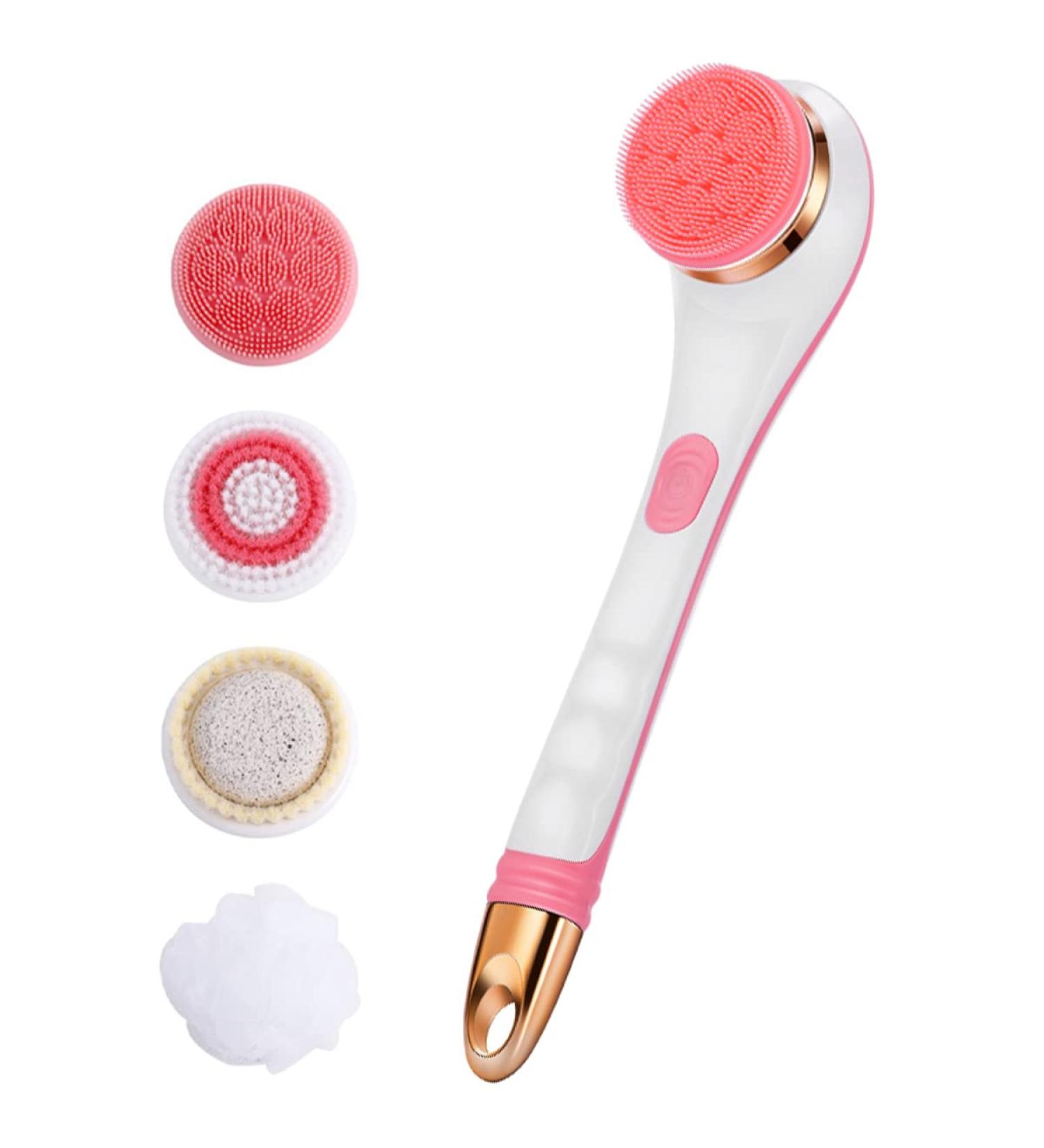 Electric Bath Brush with 4 Replacement Heads | Exfoliating Spin Scrubber for Shower & Bath | IPX7 Waterproof | USB Rechargeable - Buy Online on GoSupps.com