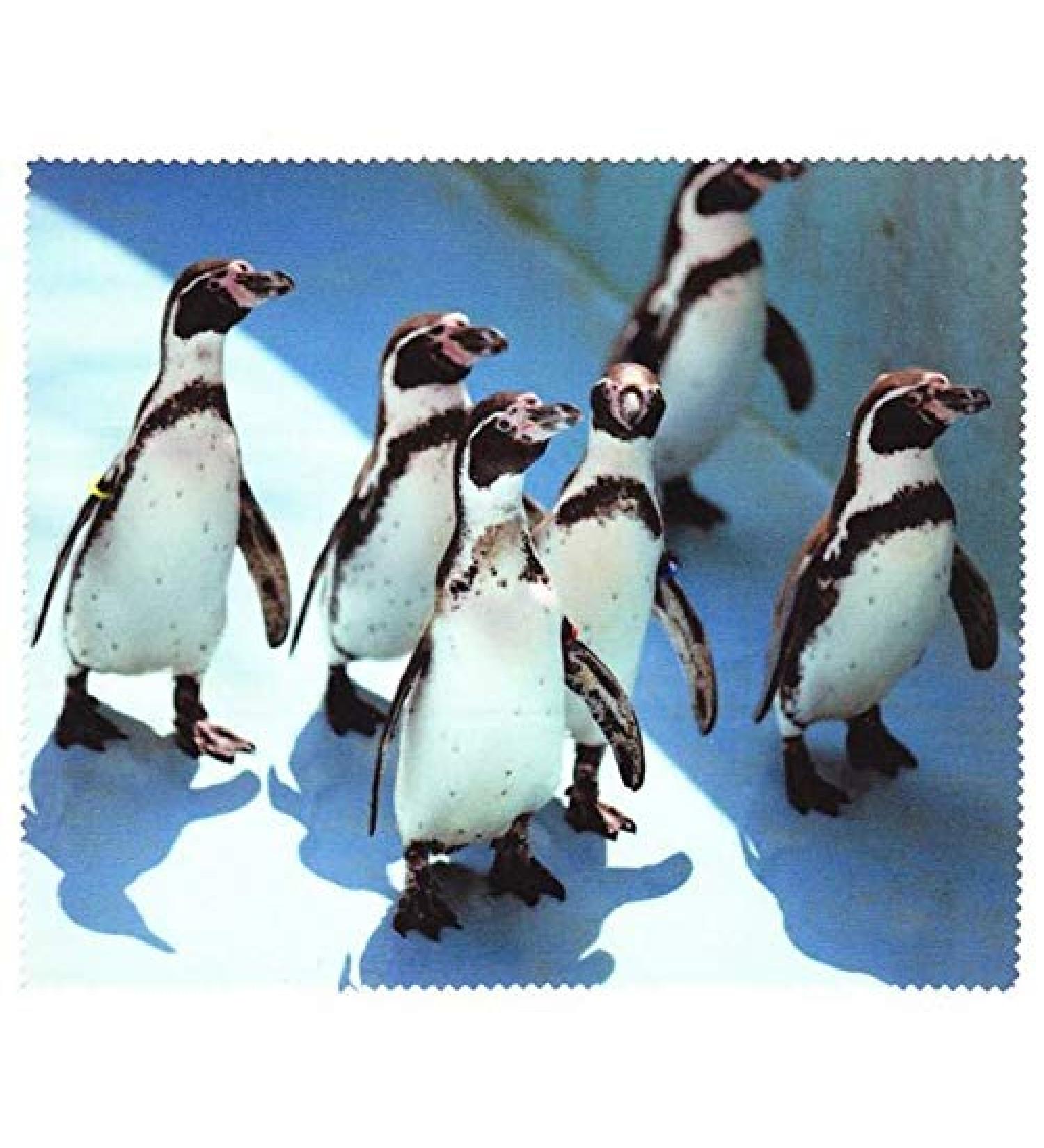 Motif microfibre cloth with animal motif - penguin - glasses cleaning cloth - 15x18cm