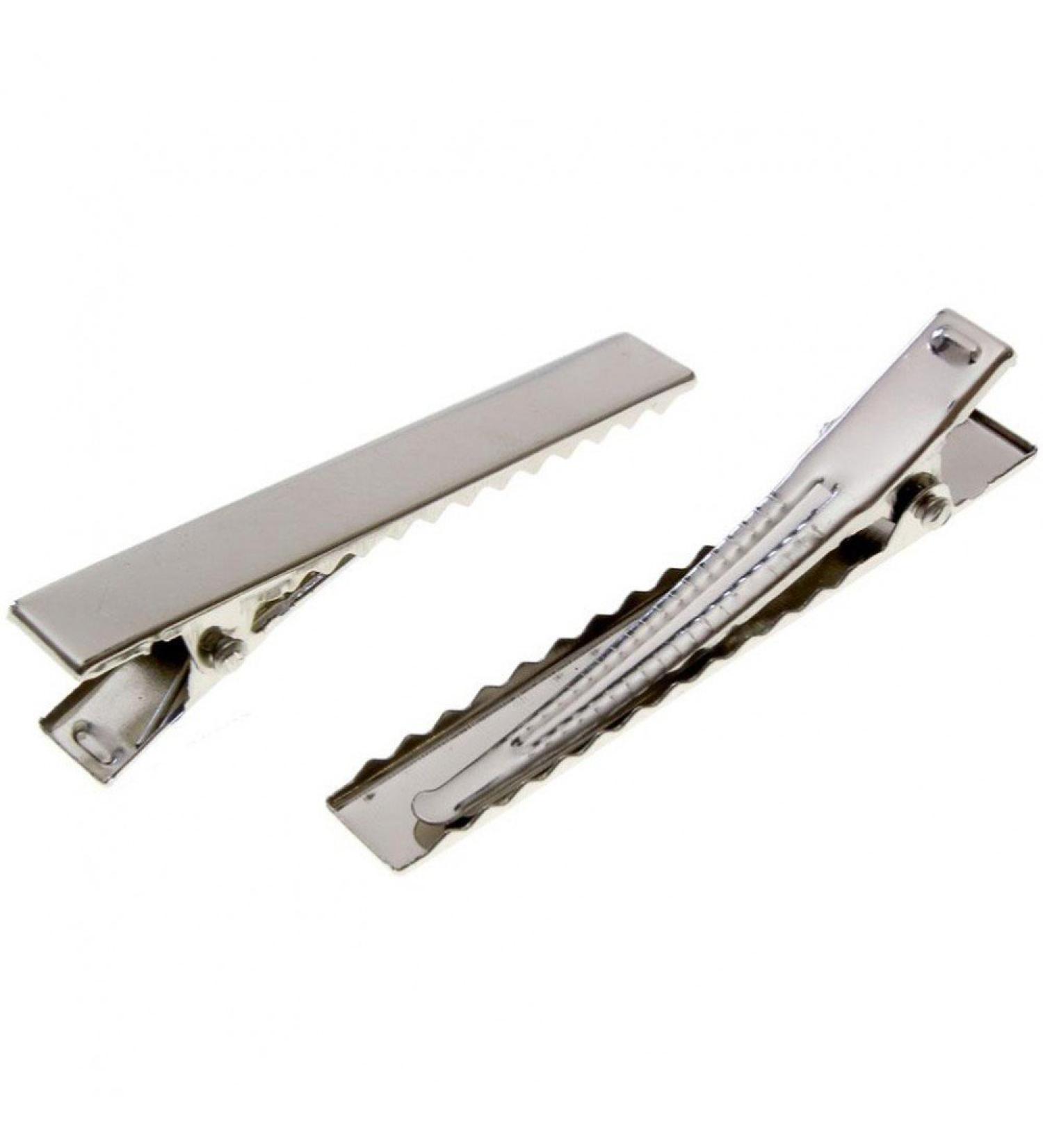 Accessory Creation Crocodile Clip Hair Holder Fimo 35 mm 10 pieces Silver