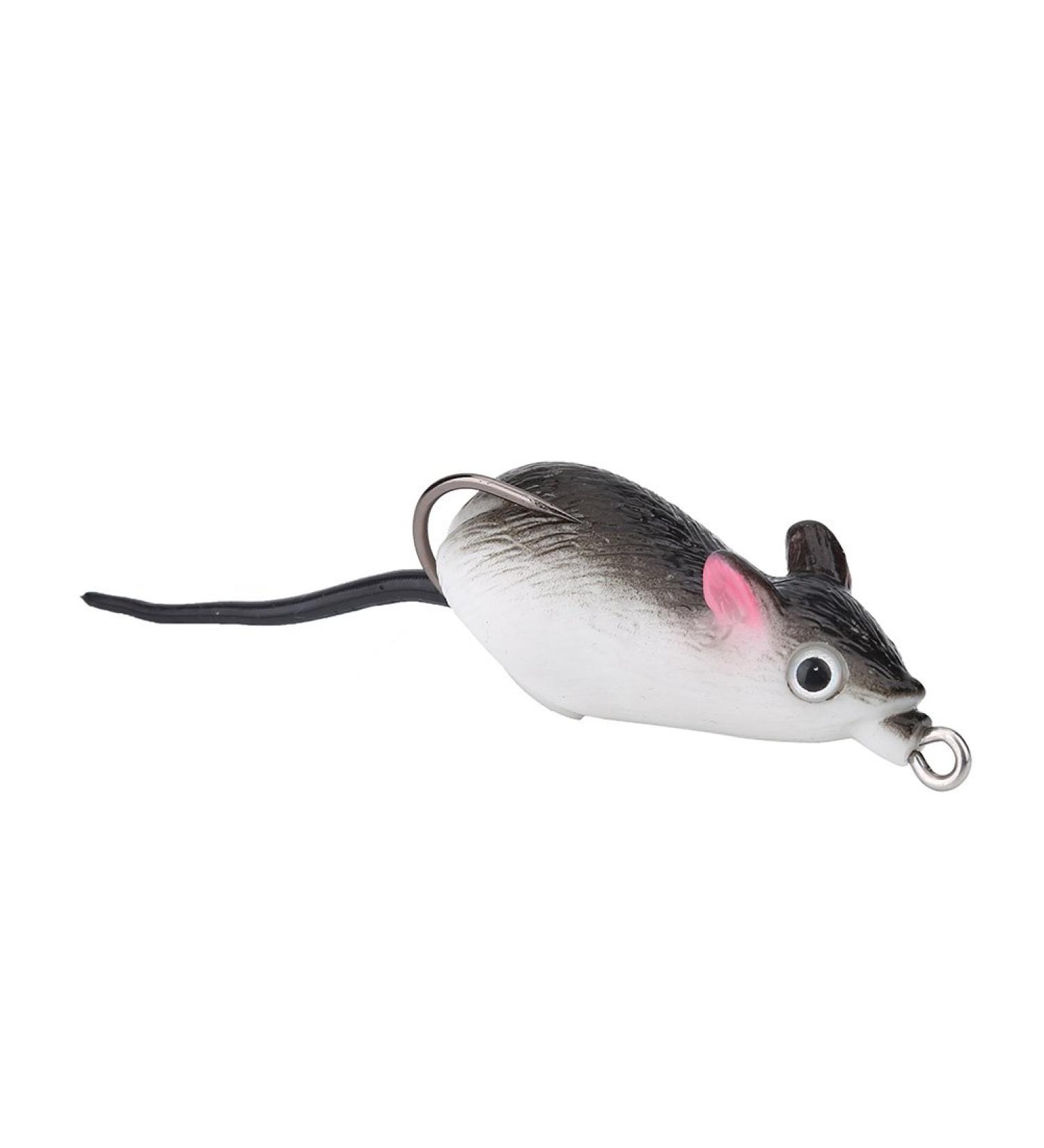 2pcs Freshwater Soft Rubber Mouse Rat Fishing Lures - Dual Hook Bass Bait in Dark Grey - Buy Online on GoSupps.com