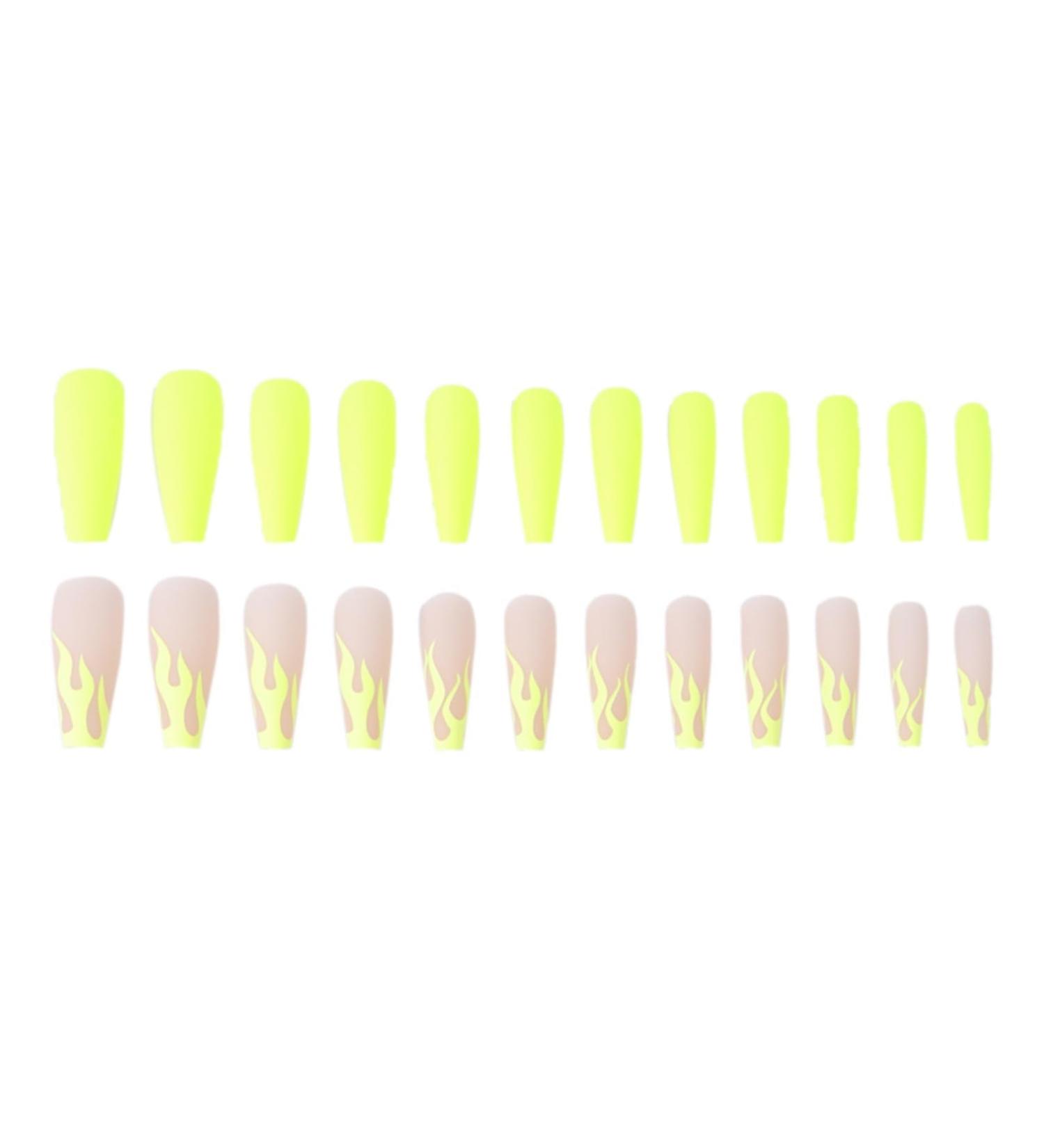 Nail art patches beautiful and fashionable nail patches finger decorations beauty decoration supplies frosted fluorescent yellow flame long ballet nails European and American style nail art produ 1 count (Pack of 1) Cblcy-18 - Buy Online on GoSupps.com