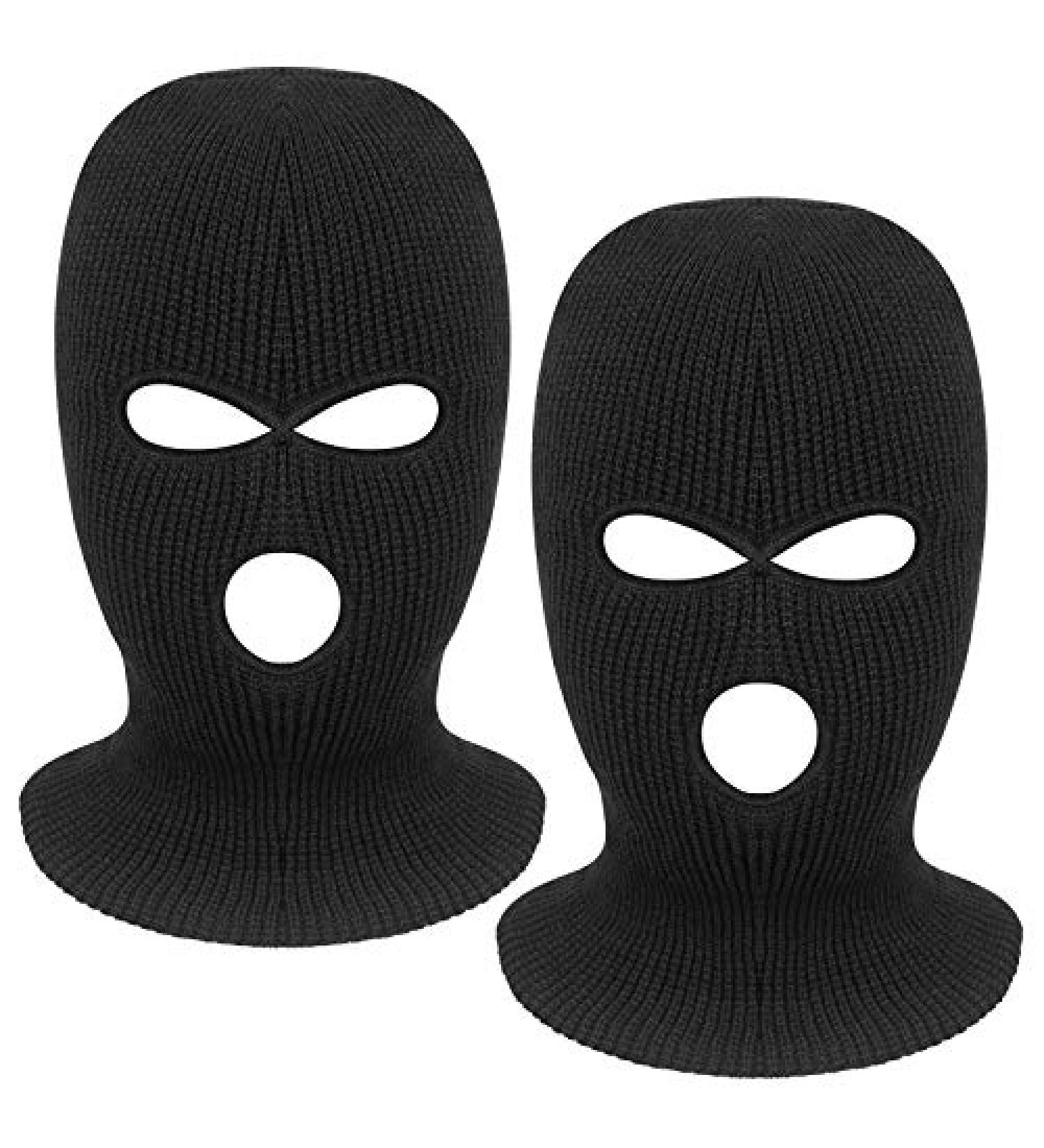 2-Piece Knitted Winter Balaclava Set for Outdoor Sports - Black - Buy Online on GoSupps.com