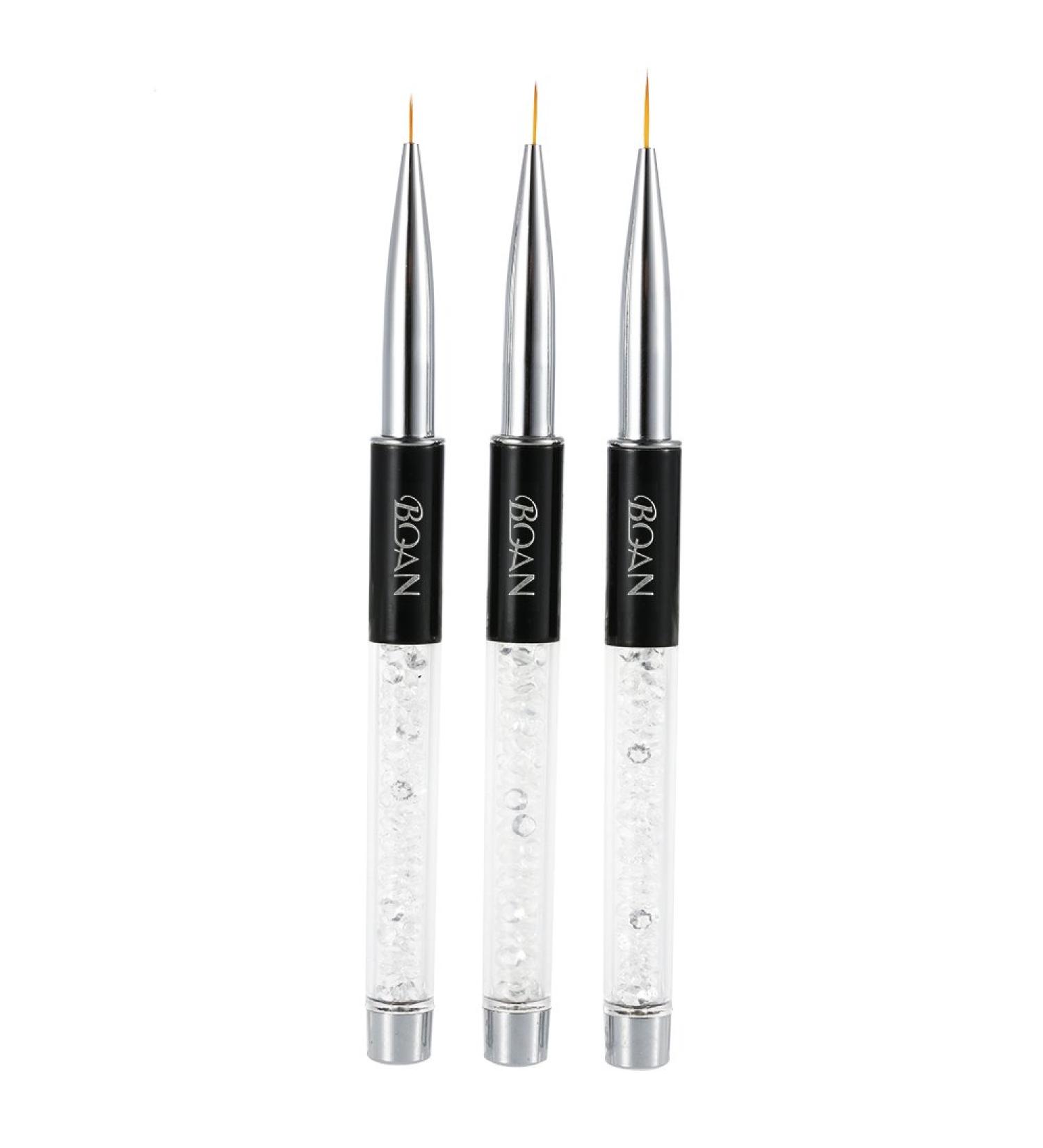 Anself 3PCS Nail Art Painting Brush Set - Crystal Acrylic & UV Gel Liner Brushes for DIY Nail Art - Buy Online on GoSupps.com