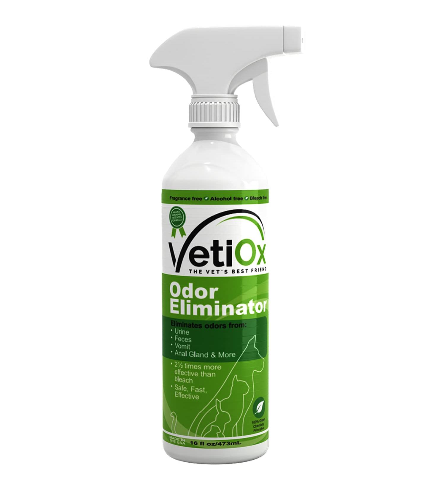 VetiOx Pet Odor Eliminator 16 oz Trigger Spray Bottle - Veterinarian Strength Dog and Cat Deodorizer - Buy Online on GoSupps.com