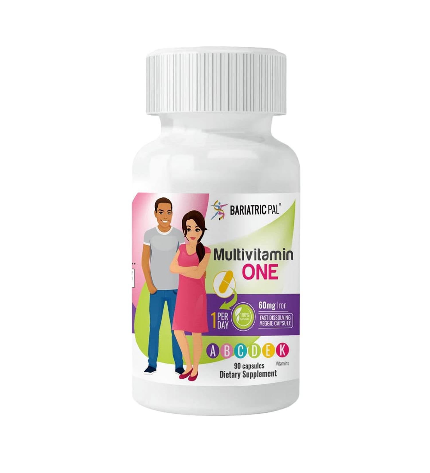 BariatricPal Multivitamin ONE 1 per Day Capsule with 60mg Iron - 90 Count - Buy Online on GoSupps.com