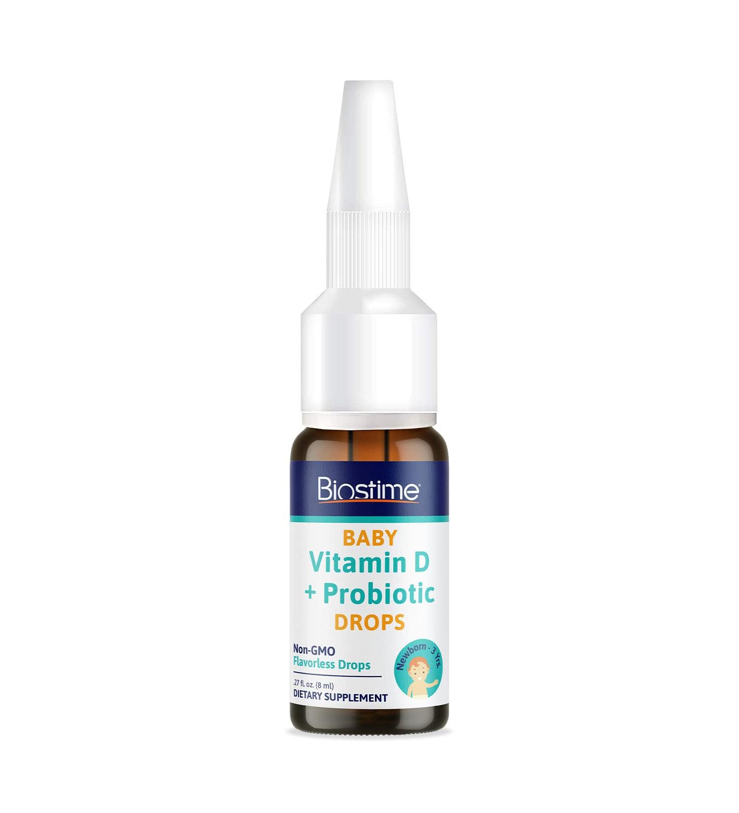 Biostime Baby Vitamin D Drops with Probiotics for Strong Bones - 1 Billion CFU - 400 IU - 4 SVGs - Single Pack - Buy Online on GoSupps.com