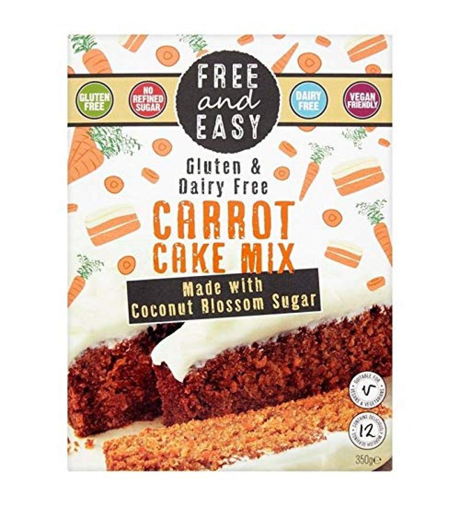 4X Free & Easy Free from Gluten Dairy Yeast Free Carrot Cake Mix 350g
