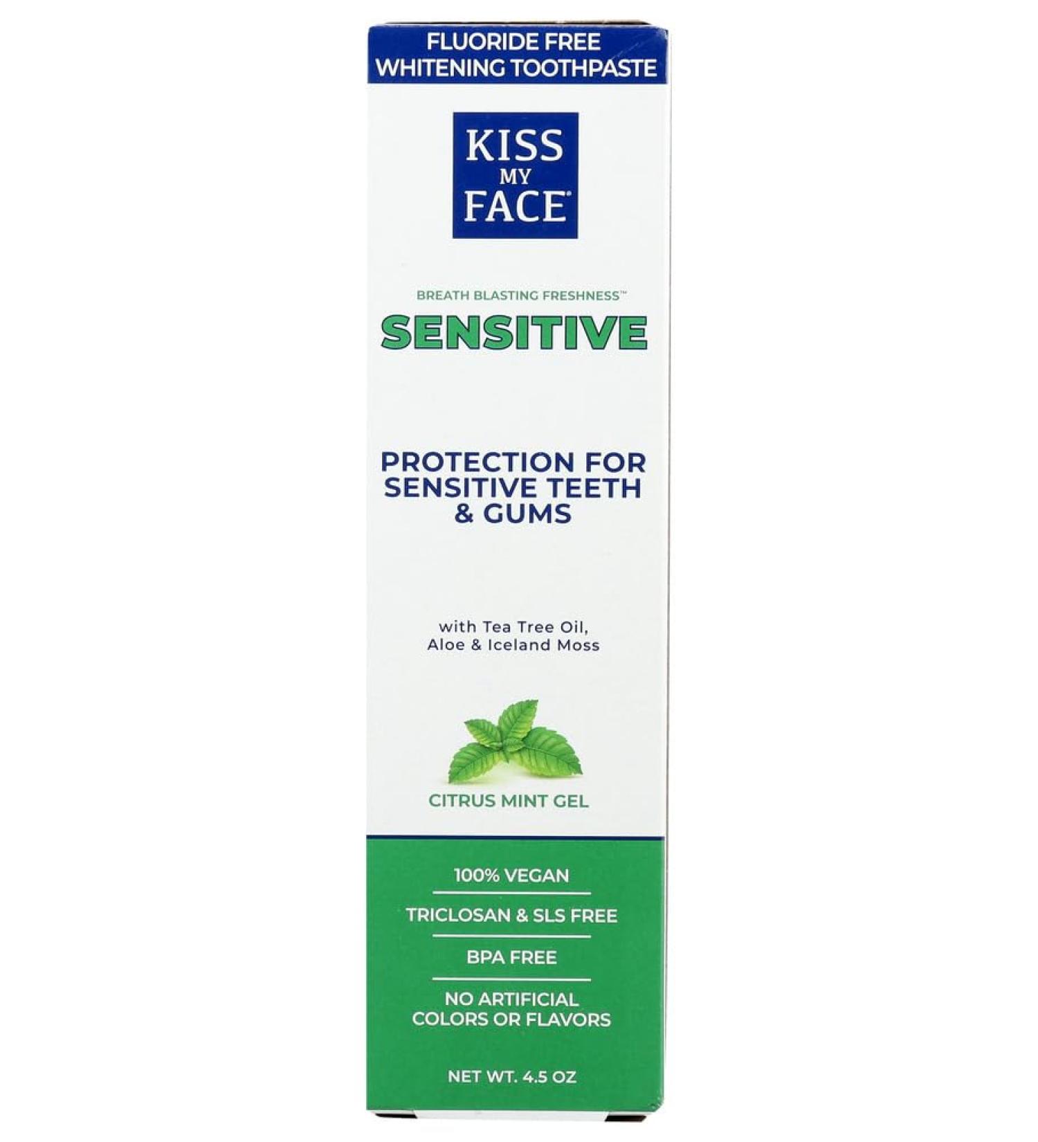 Kiss My Face Sensitive Fluoride Free Whitening Toothpaste Citrus Mint Gel 4.5 oz (Pack of 2) - Buy Online on GoSupps.com