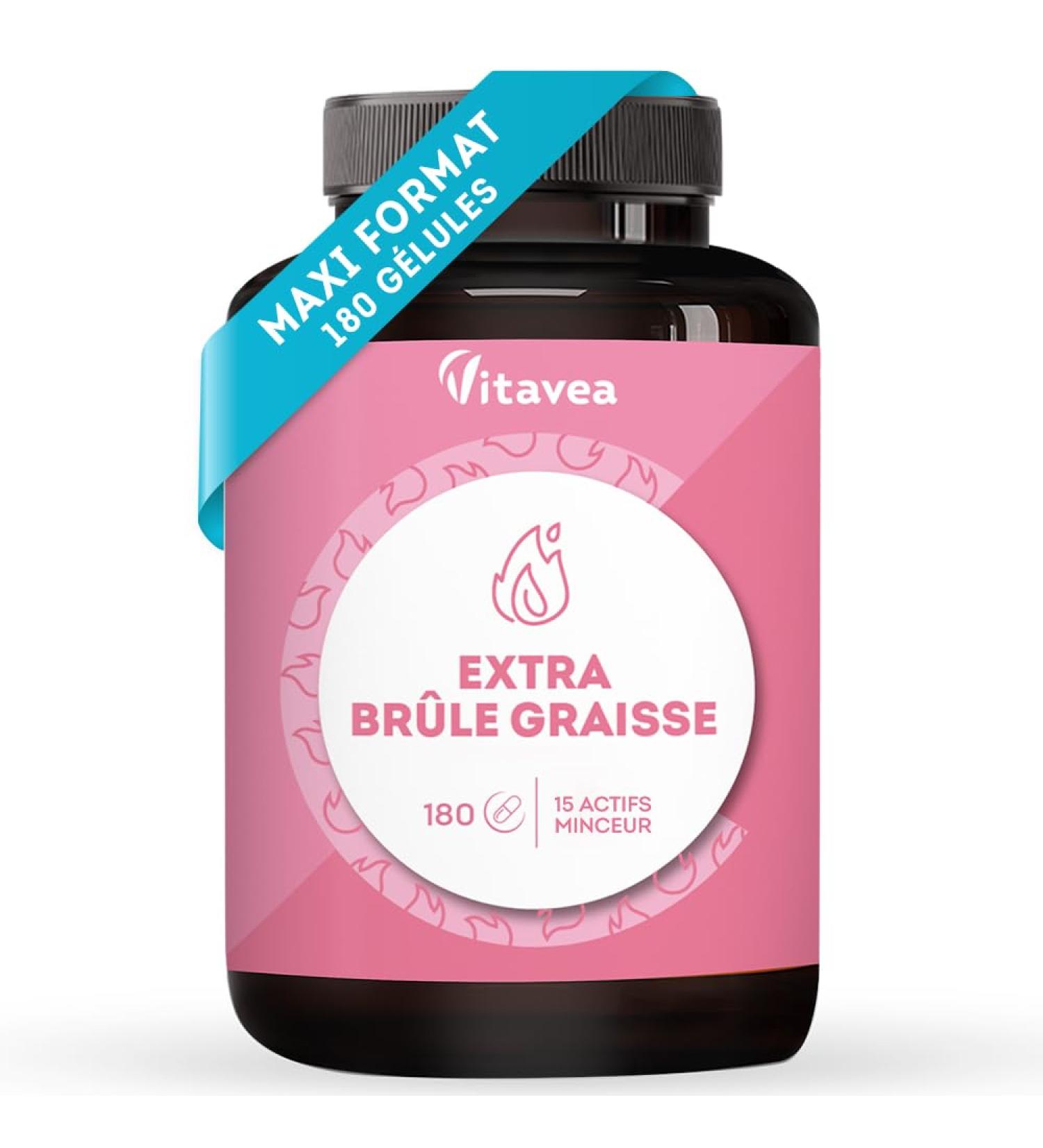 Vitavea Extra Fat Burner 15 Active 4-in-1 - Weight Loss Hunger Cutter Flat Stomach Powerful Fat Burner - Green Tea Guarana Konjac L Carnitine Chrome - 180 Capsules - Made in France - Buy Online on GoSupps.com
