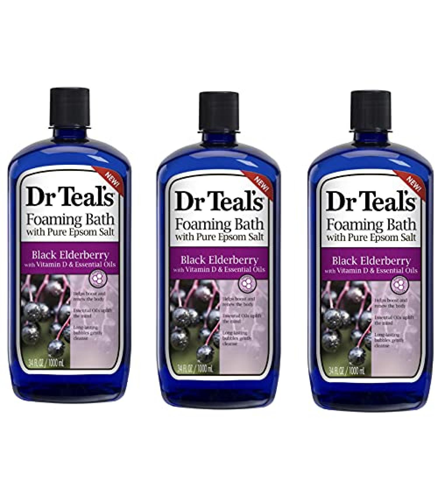 Dr. Teals Black Elderberry Foaming Bath with Pure Epsom Salt with Vitamin D & Essential Oils ( Pack of 3)