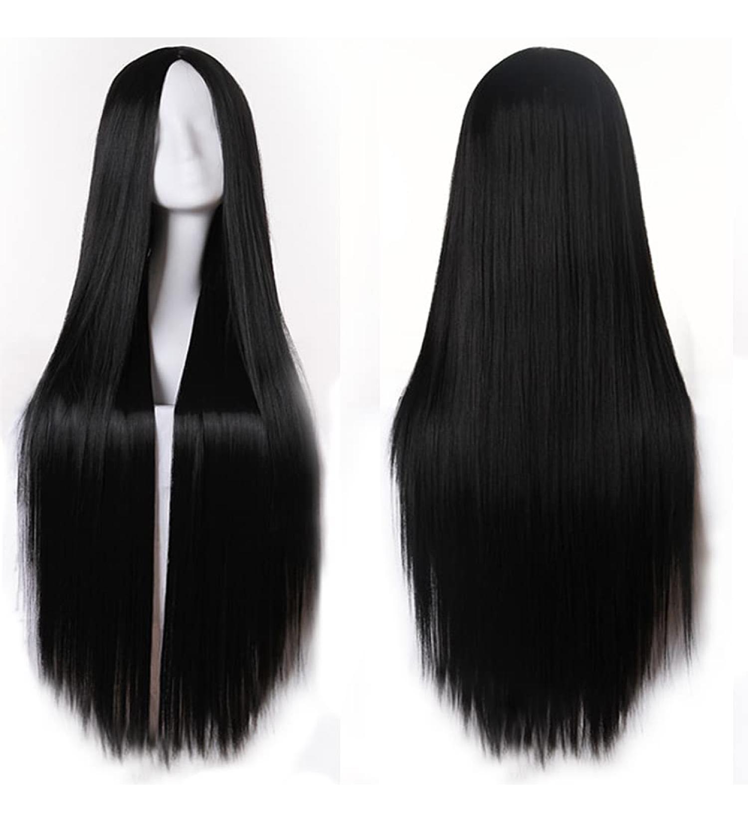 80cm Long Straight Black Wig for Women | Halloween Costume & Cosplay Hair - Perfect for Parties & Carnivals - Buy Online on GoSupps.com