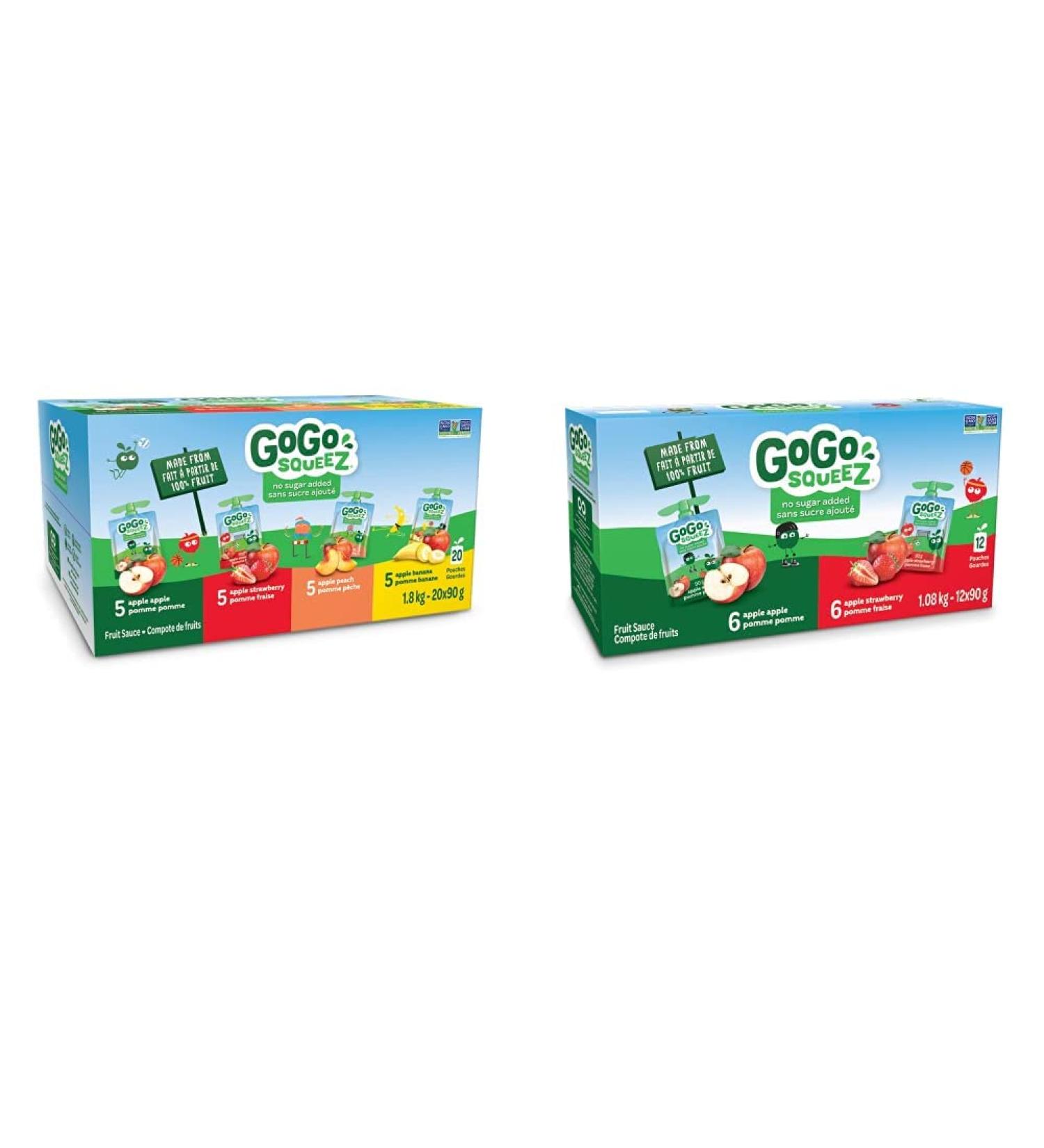 GoGo squeeZ Fruit Sauce Variety Pack Apple Strawberry Peach Banana 90g per pouch Pack of 20 & Fruit Sauce Variety Pack Apple Strawberry No Sugar Added. 90g per pouch Pack of 12 - Buy Online on GoSupps.com