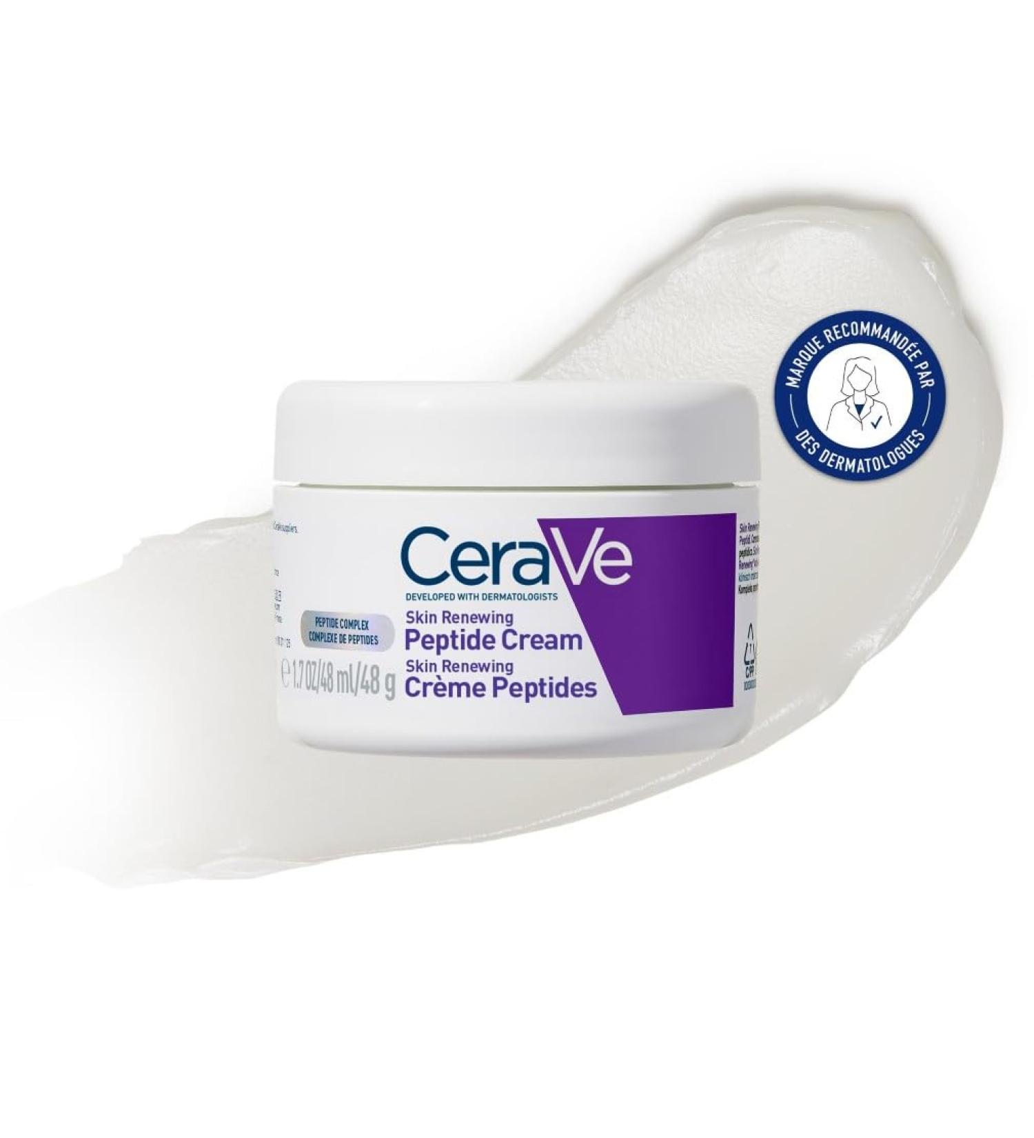 CeraVe - Cr me Peptides Anti-rides Skin Renewing - Cr me Nuit Raffermissante Visage - Peau Plus Rebondie Apr s 8 Semaines* - Peptides + Niacinamide + 3 C ramides - Convient aux Peaux Sensibles - 48g - Buy Online on GoSupps.com
