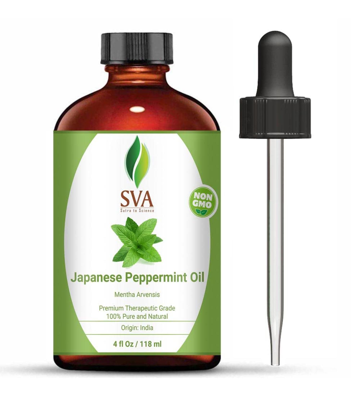 SVA Japanese Peppermint Essential Oil 4 Oz - 100% Pure & Premium Grade for Diffuser, Skincare, Haircare, Massage, Aromatherapy, Soaps & Candles - Buy Online on GoSupps.com
