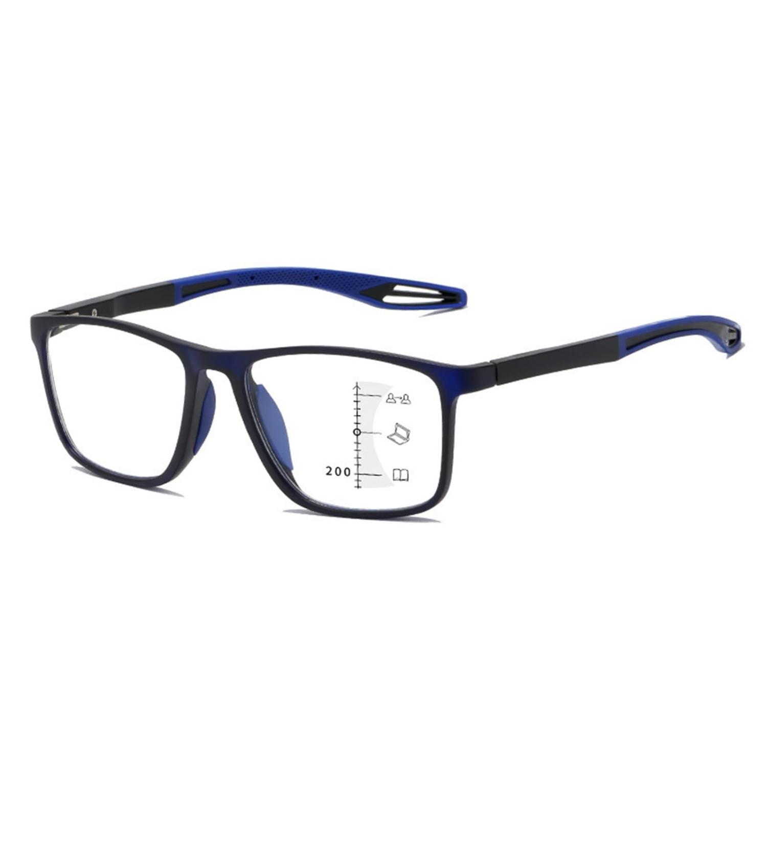Progressive Multifocus Reading Glasses for Men Women Flexible Sports Glasses Anti blue Light Computer Readers(Couleur:Blue Grandeur:2.5x) - Buy Online on GoSupps.com