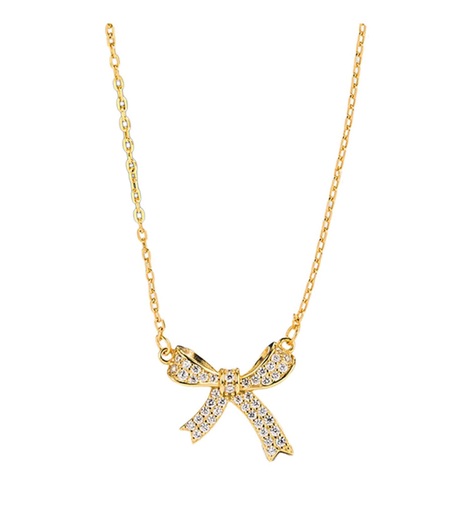 KUAIYIJU Butterfly Necklace with Rhinestone Bow - Stylish Gold Accessory for Women & Girls - International Shipping - Buy Online on GoSupps.com