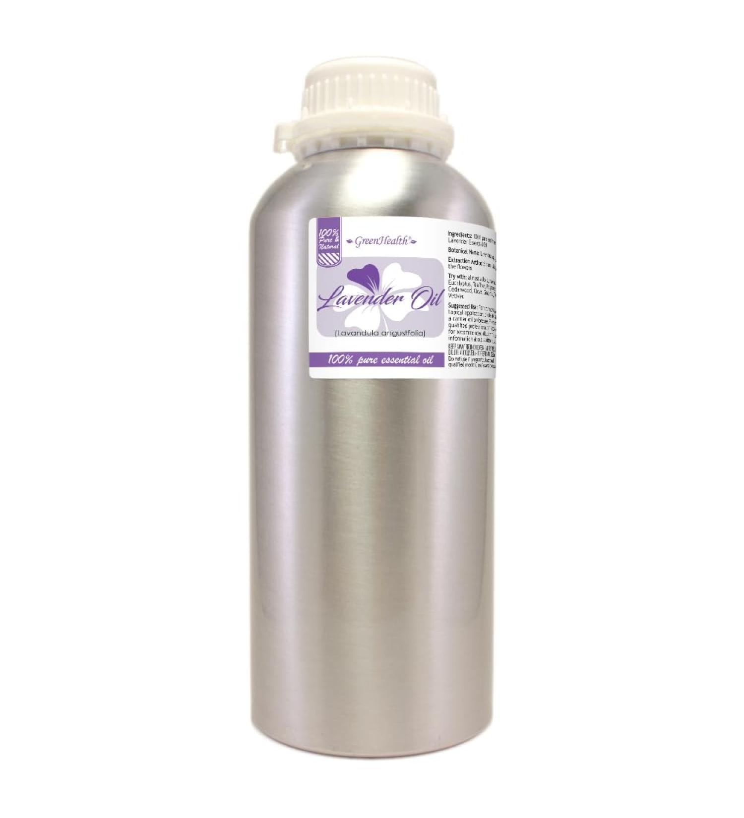 Lavender (Bulgarian) Essential Oil - 32 fl oz - Aluminum Bottle w/Locking Cap - GreenHealth - Buy Online on GoSupps.com