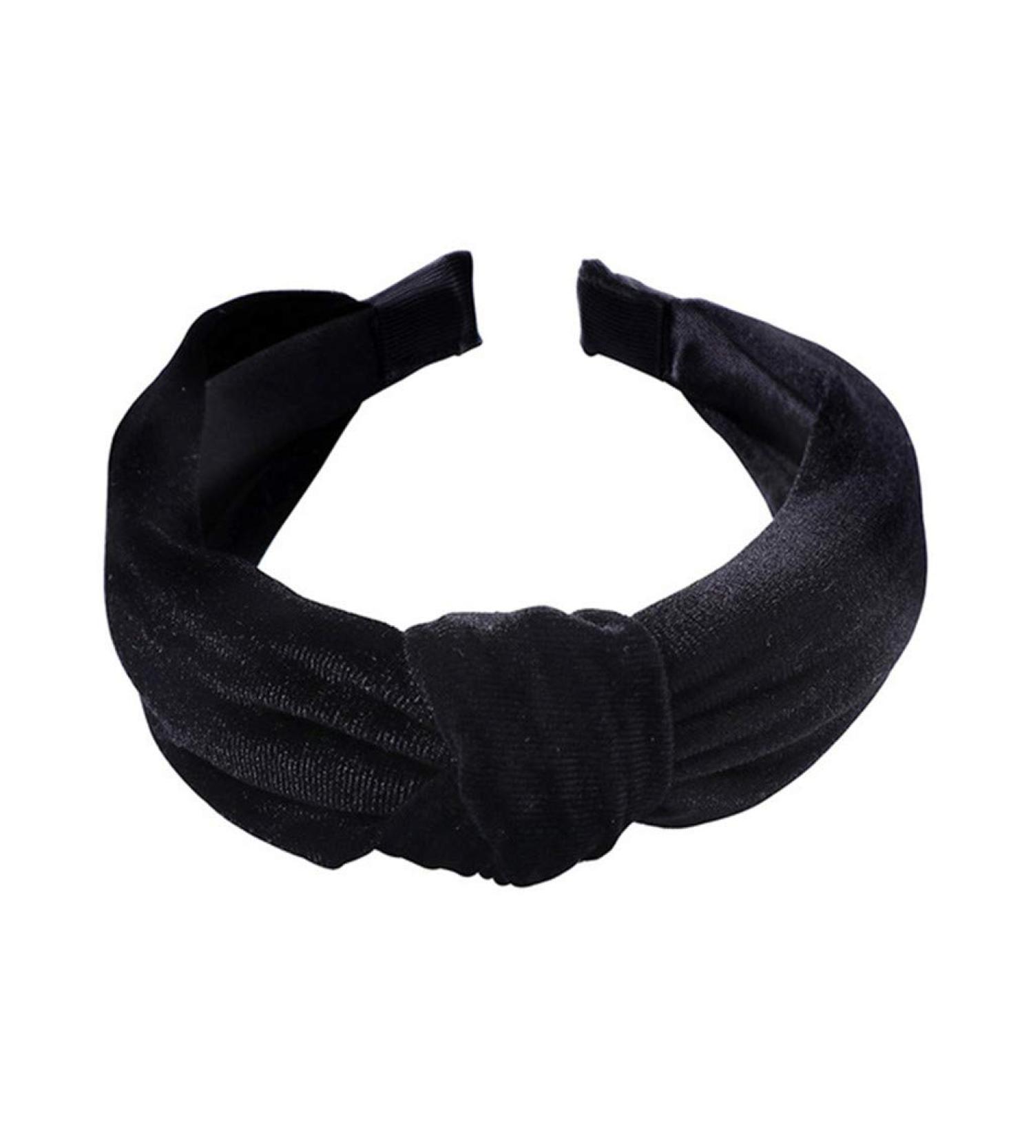 Velvet Wide Knot Turban Headband for Women | Vintage Elastic Hair Hoops | Fashion Hair Accessories in Black - Buy Online on GoSupps.com