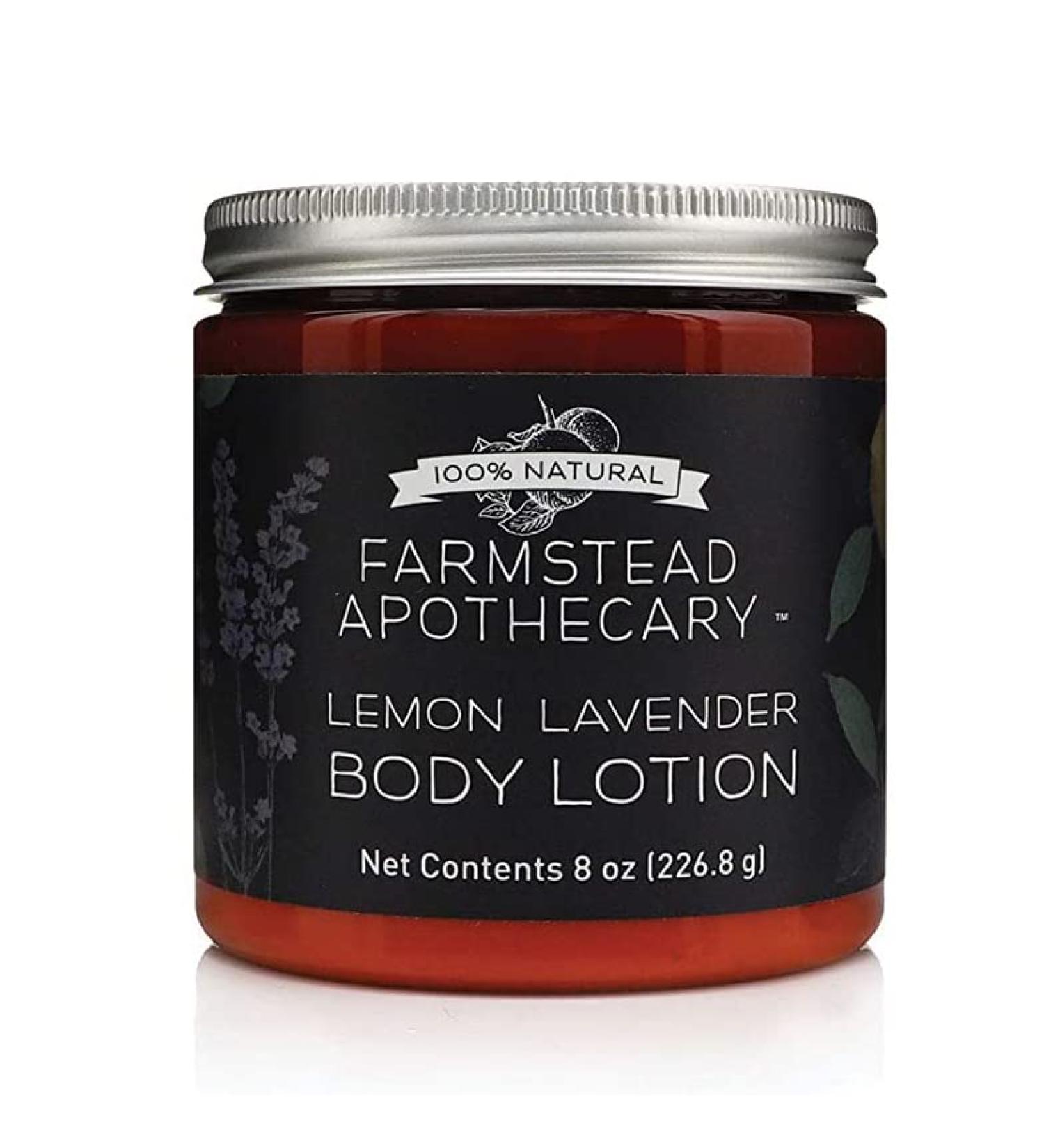 Farmstead Apothecary 100% Natural Body Lotion with Organic Safflower Oil  Organic Sunflower Oil & Organic Vitamin E Oil  8 Oz (Lemon Lavender)
