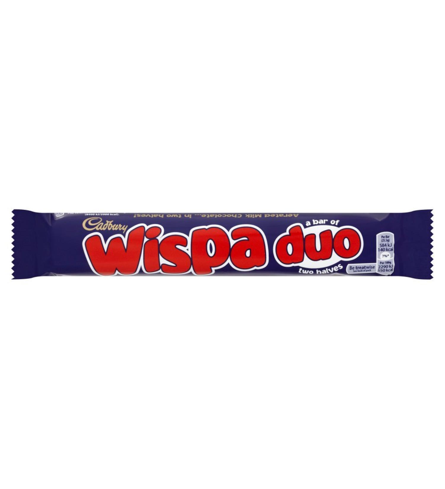Cadbury Wispa Duo Lot de 32 barres de chocolat 51 g