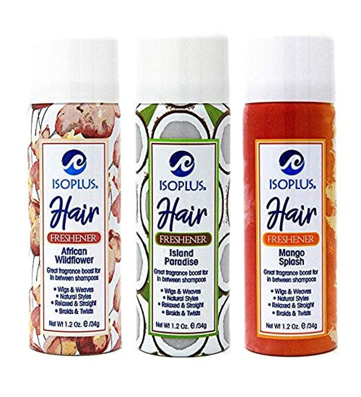 Isoplus African Wildflower Island Paradise Mango Splash Hair Freshener 1.2 oz Set 3 pieces