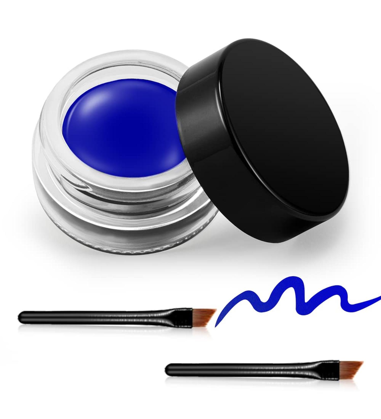 Erinde Blue Gel Eyeliner - Waterproof, Long Lasting, Smudge-Proof | High-Intensity Pigments | Water-Resistant Makeup - Includes 2PCS Eyeliner Brushes - Buy Online on GoSupps.com