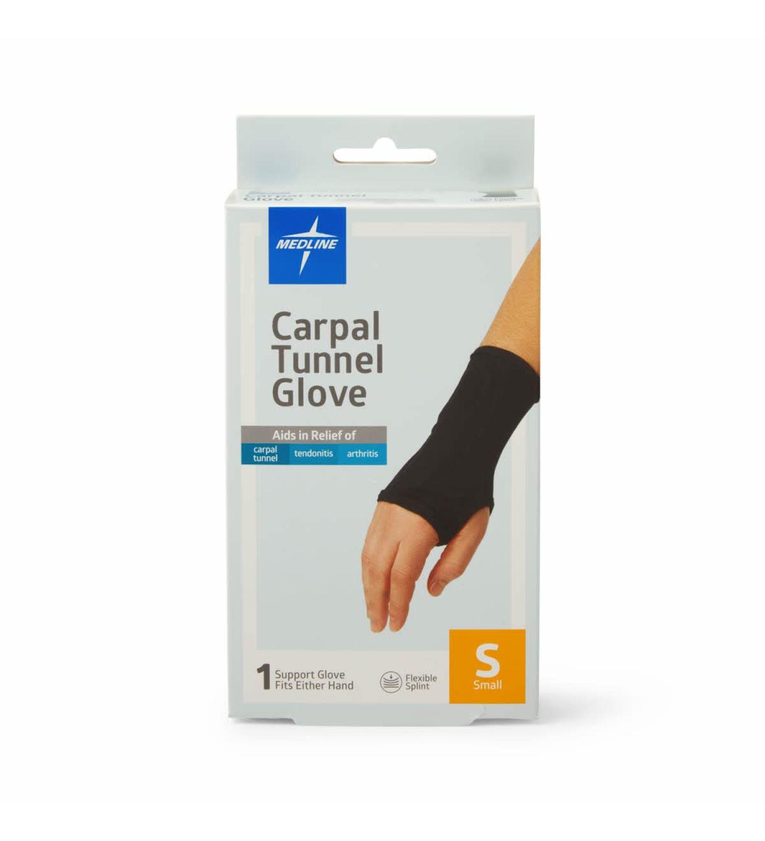 Buy Medline Carpal Tunnel Glove with Flexible Splint Breathable Cotton/Spandex Black Size S (Up to 3.25 Inches) International Shipping - Buy Online on GoSupps.com