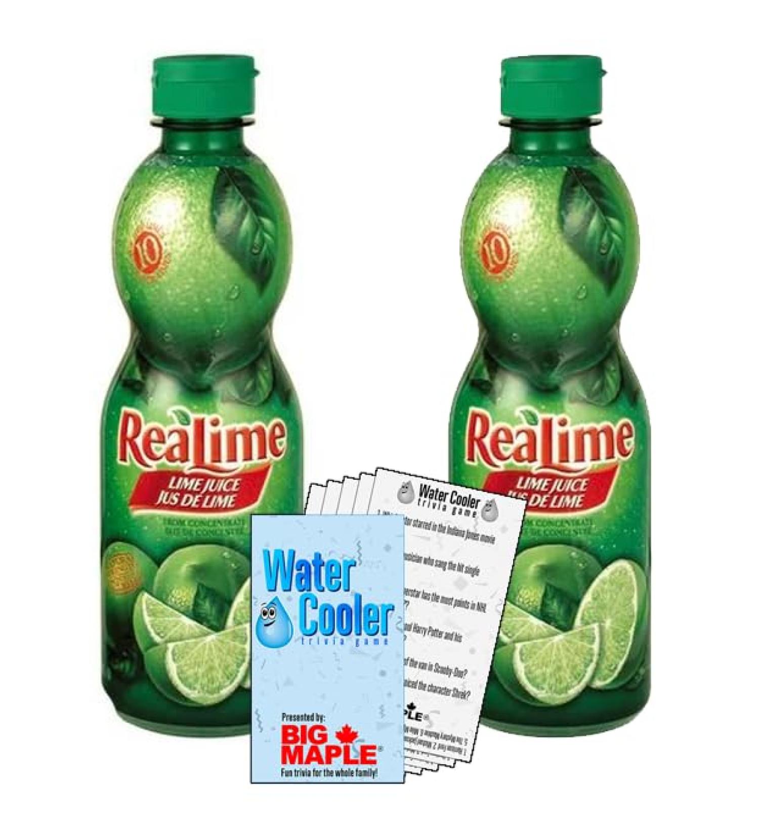 ReaLime 100% Lime Juice Bundle. Includes (2) Bottles of ReaLime 100% Lime Juice (440 ml per) from Concentrate with Water Cooler Trivia Game by BIG MAPLE . Add Citrus to your Marinades Drinks Meats Seafood Salads - Buy Online on GoSupps.com