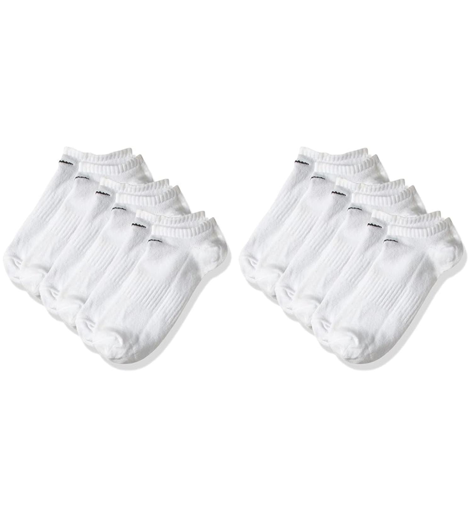 Nike Unisex Hverdag No Show Training Socks - 3 Pairs (White/Black EU M) - Lightweight & Comfortable - Buy Online on GoSupps.com