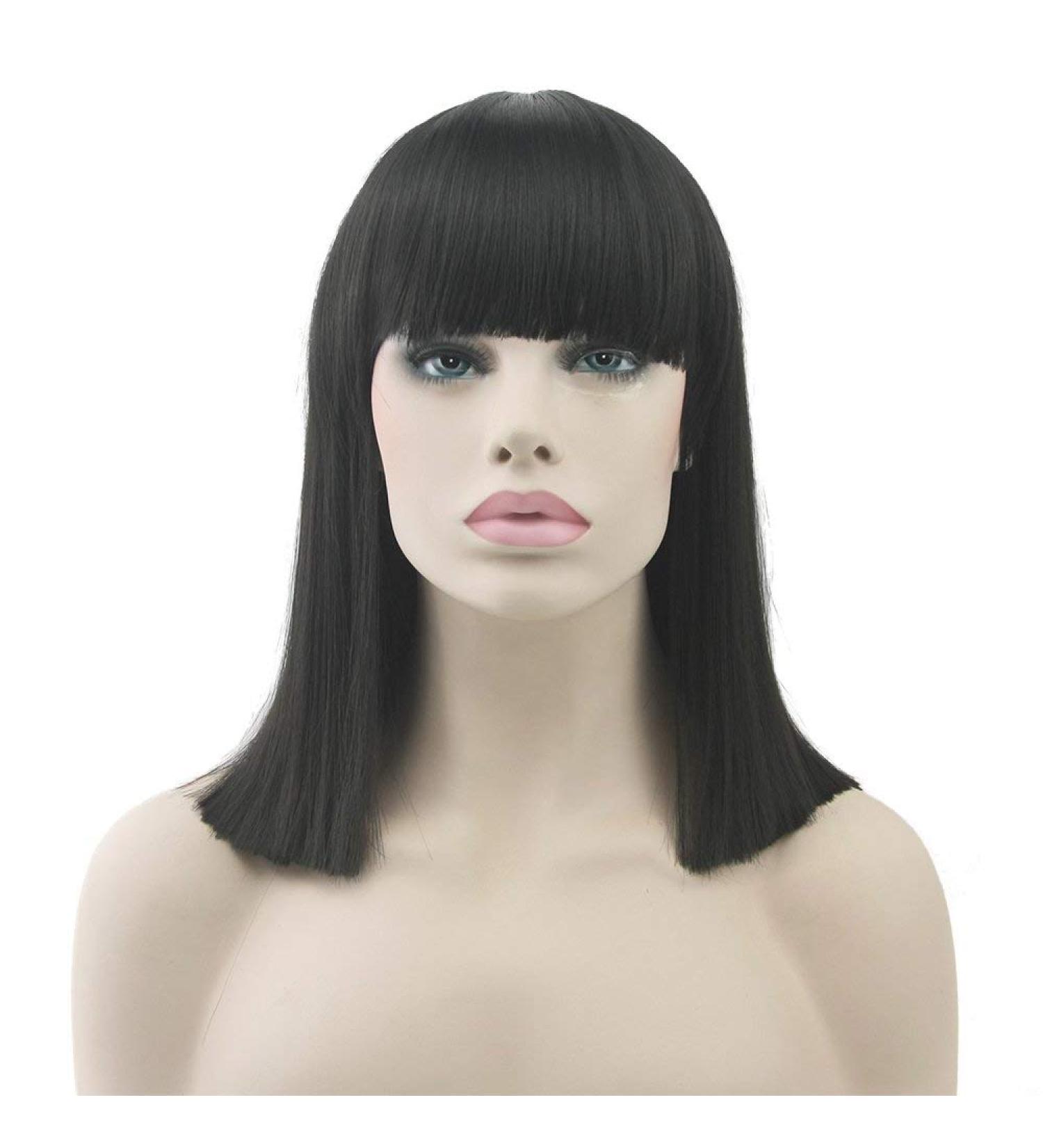 LFMDJF 8 Colors Short Synthetic Hair Heat Resistant Orange Gray Hair Wig Women Party Straight Wigs 16inches T1B/613 1B/27HL