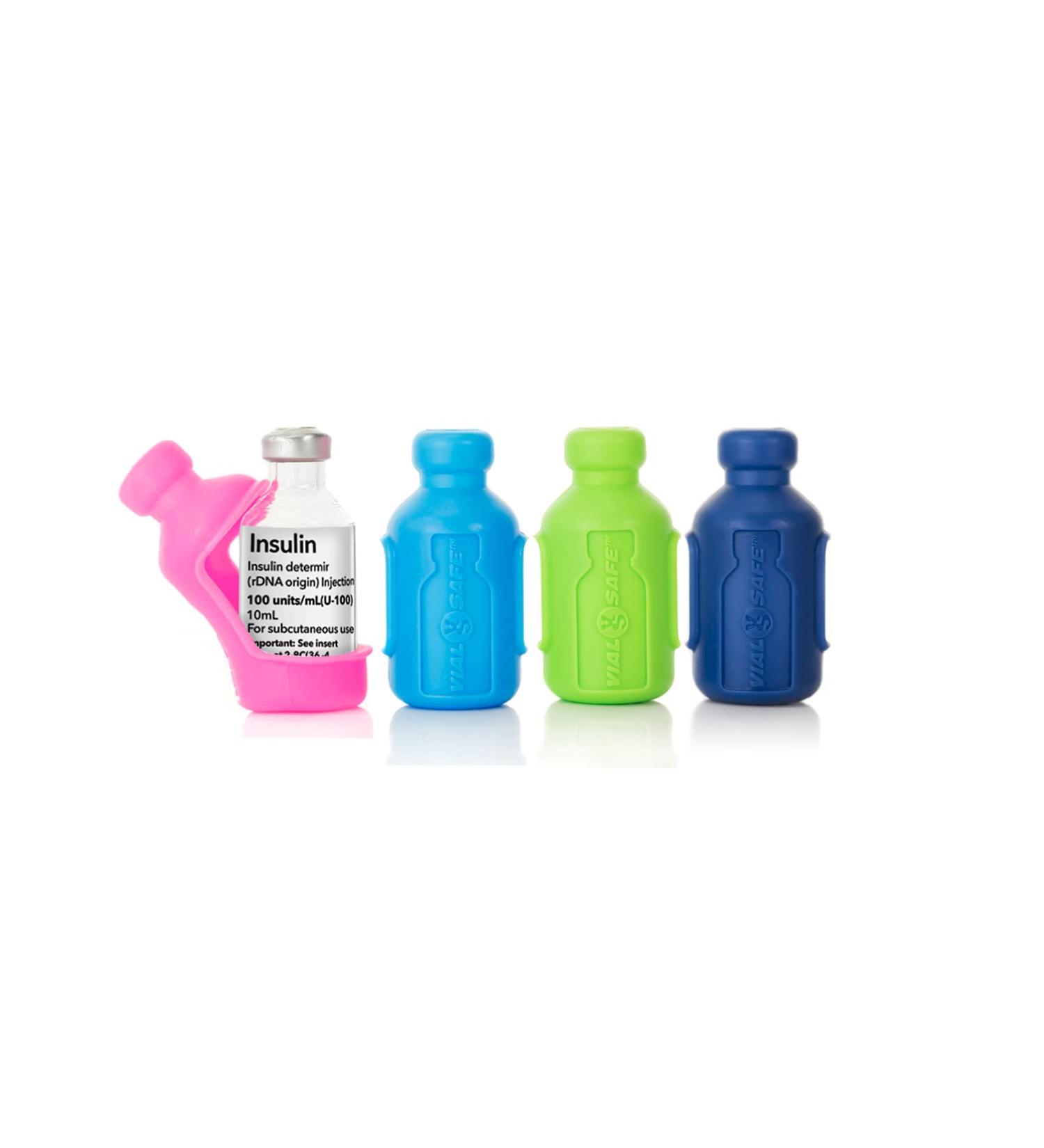 VIAL SAFE Insulin Bottle Protector Case 4-Pack - Reusable Silicone Sleeve for Diabetes, Durable & Flexible - Short Size, Multicolored - Buy Online on GoSupps.com
