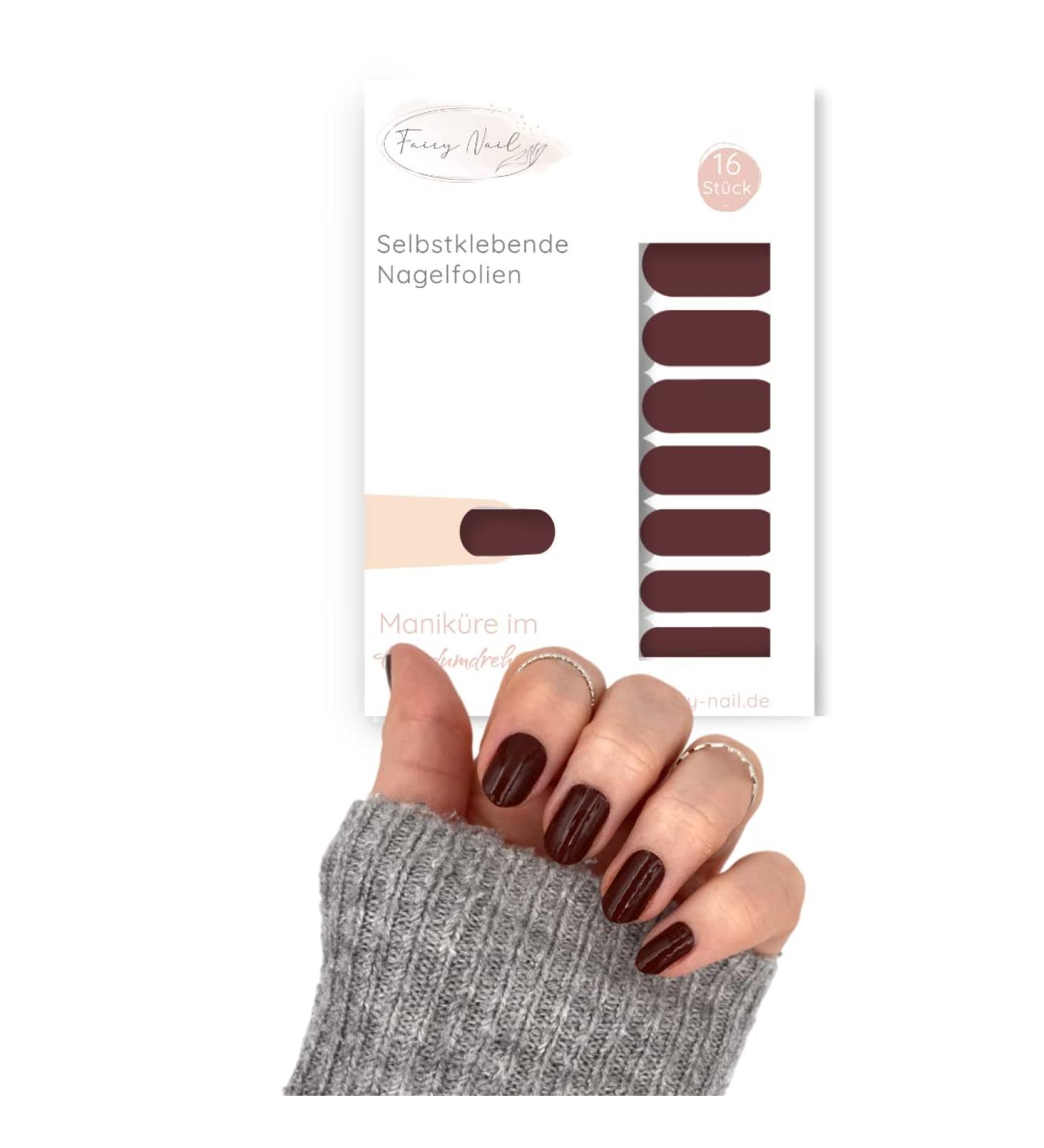 Fairy Nail Self-Adhesive Nail Foils - Dark Red Bordeaux Nail Wraps & Stickers | 16 Premium Polish Strips for Stunning Manicures - Shop Internationally! - Buy Online on GoSupps.com