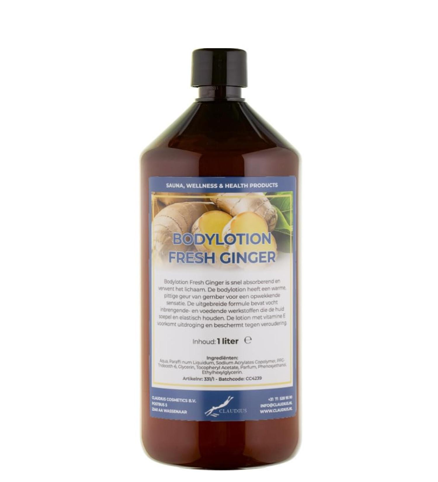 Claudius Fresh Ginger Body Lotion - 1 liter with cap (amber)