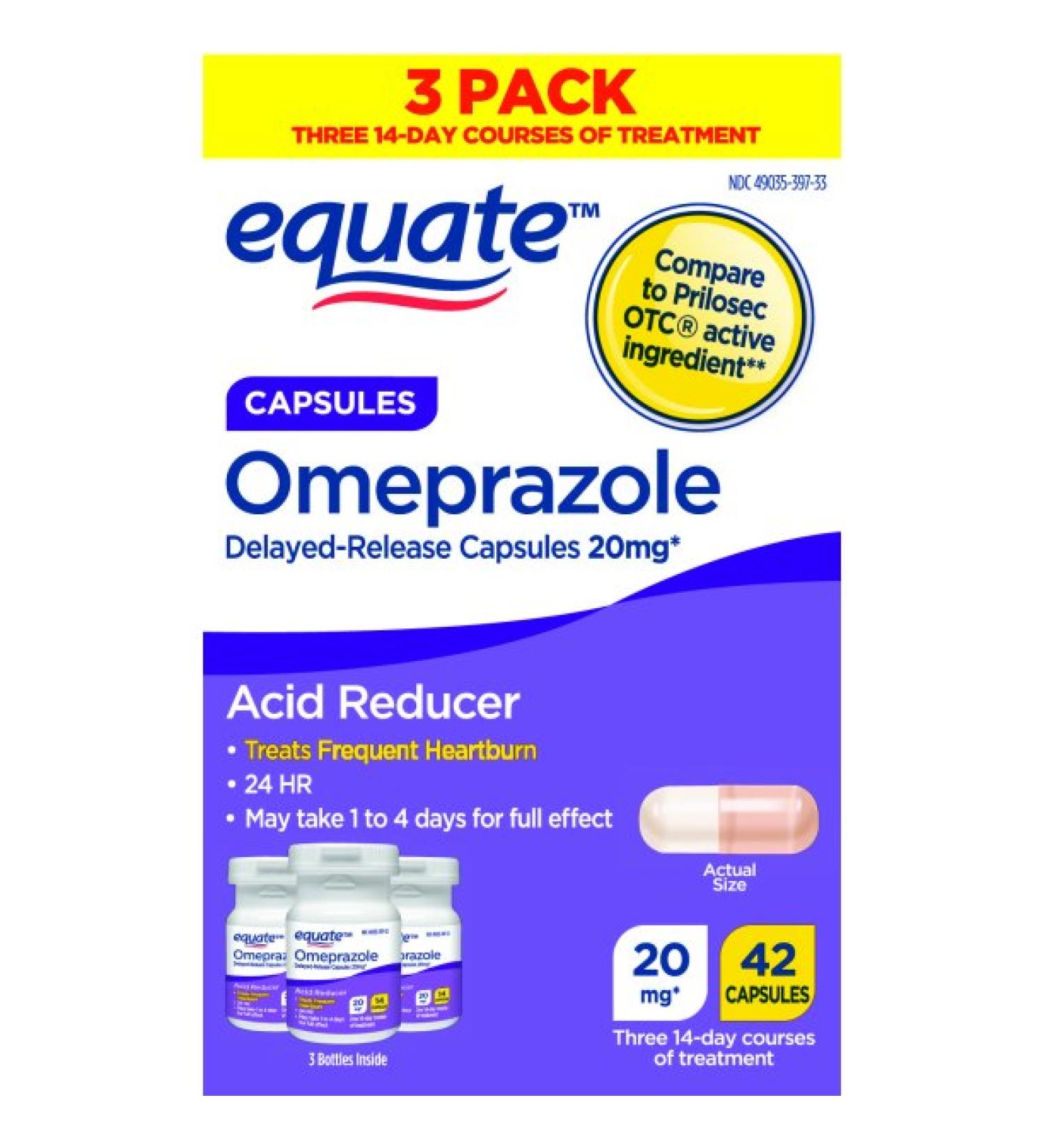 Equate Omeprazole Magnesium 20.6mg Acid Reducer 42 Capsules - Delayed Release - Buy Online on GoSupps.com