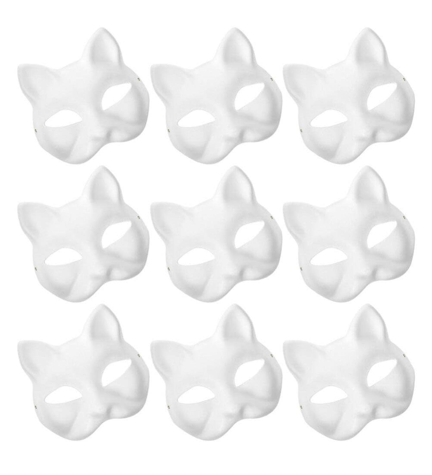 Zerodeko Cat Masks | 9-Piece White Fox DIY Halloween Half-Face Masks | Animal Masquerade Cosplay Accessories - Perfect for Easter Tinkering - Buy Online on GoSupps.com