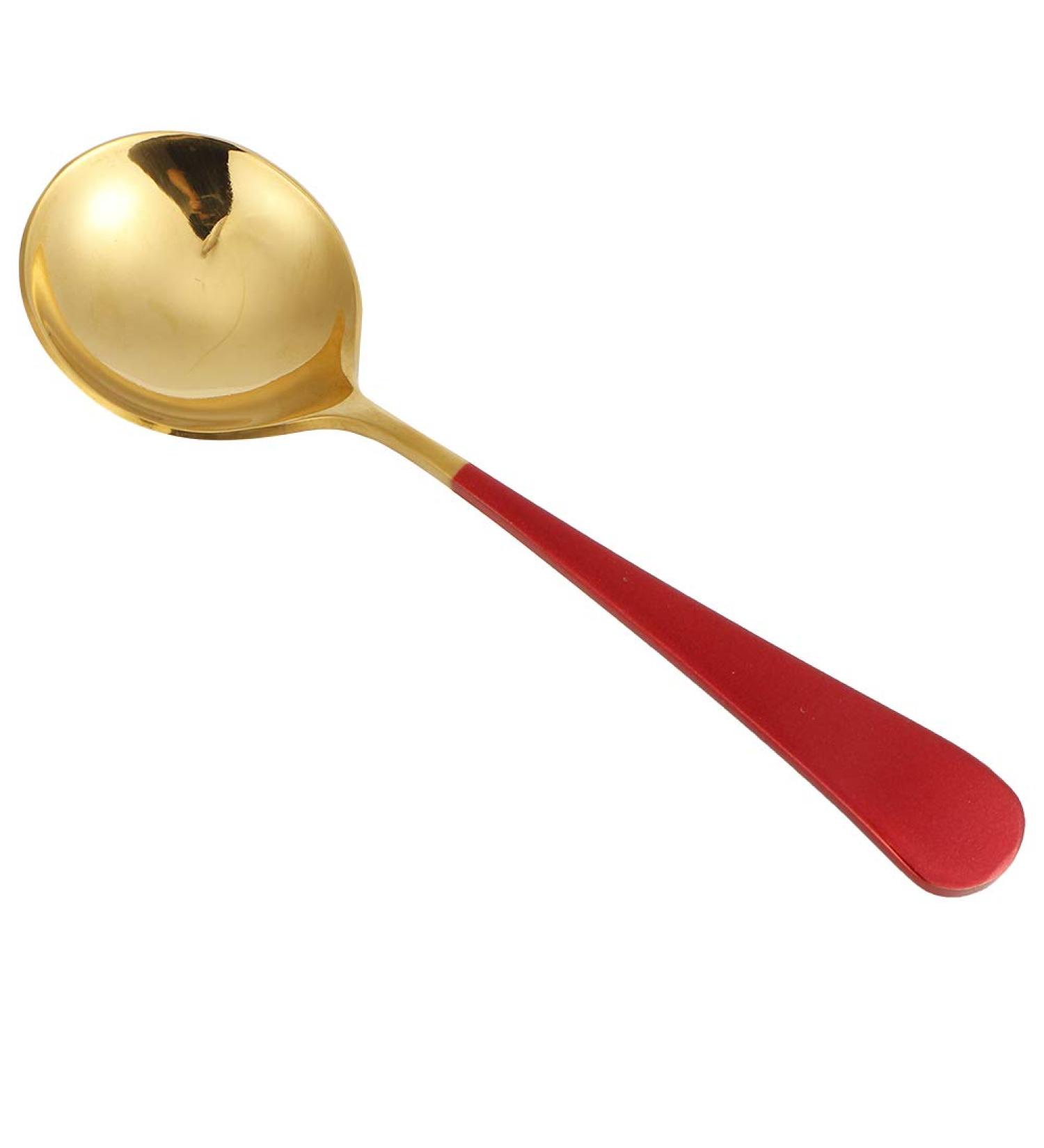 Soup Spoons Stainless Steel Tablespoons with 6 Colors 5 Pieces of Kitchen Dinner Dessert Scoops Set for Tea Dessert Salt Sugar(Red) - Buy Online on GoSupps.com